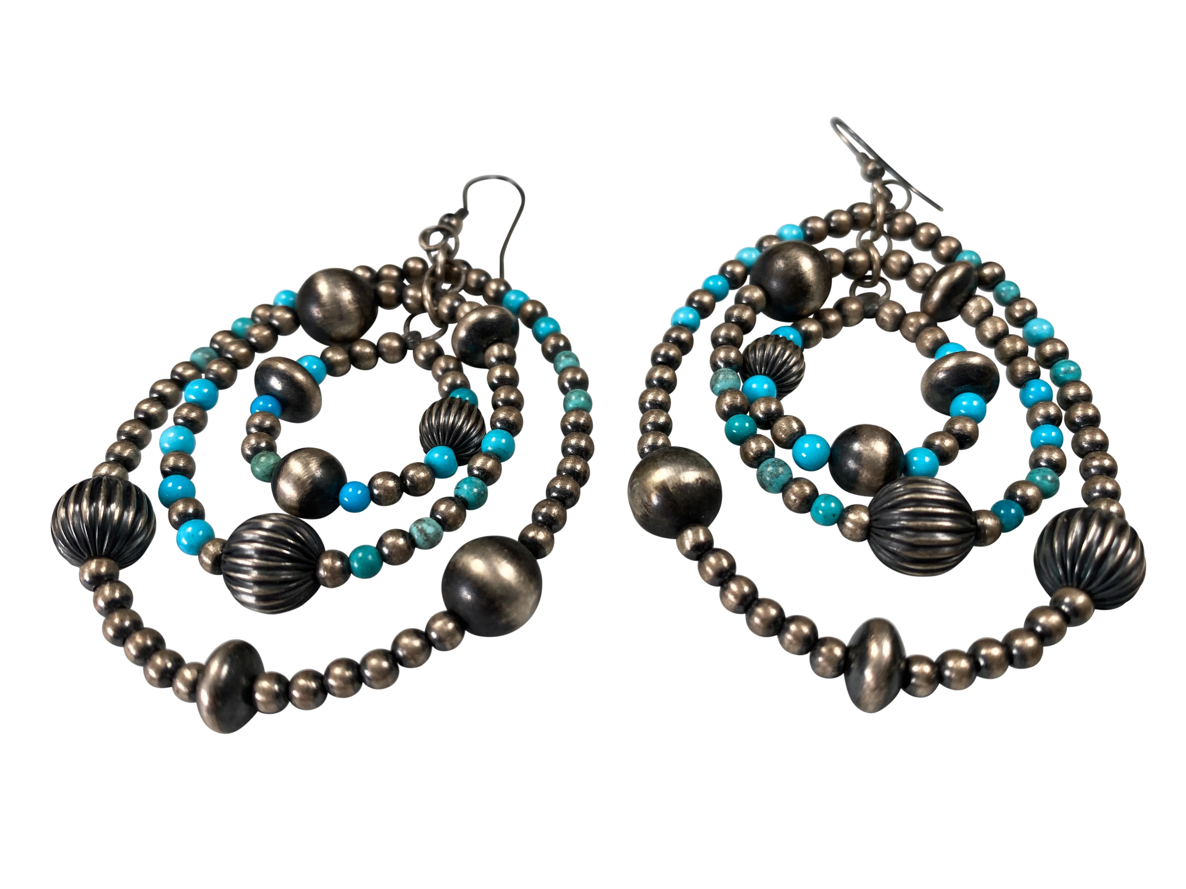 Navajo Pearl & Sleeping Beauty Turquoise Earrings | Artisan Handmade