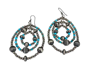 Navajo Pearl & Sleeping Beauty Turquoise Earrings | Artisan Handmade