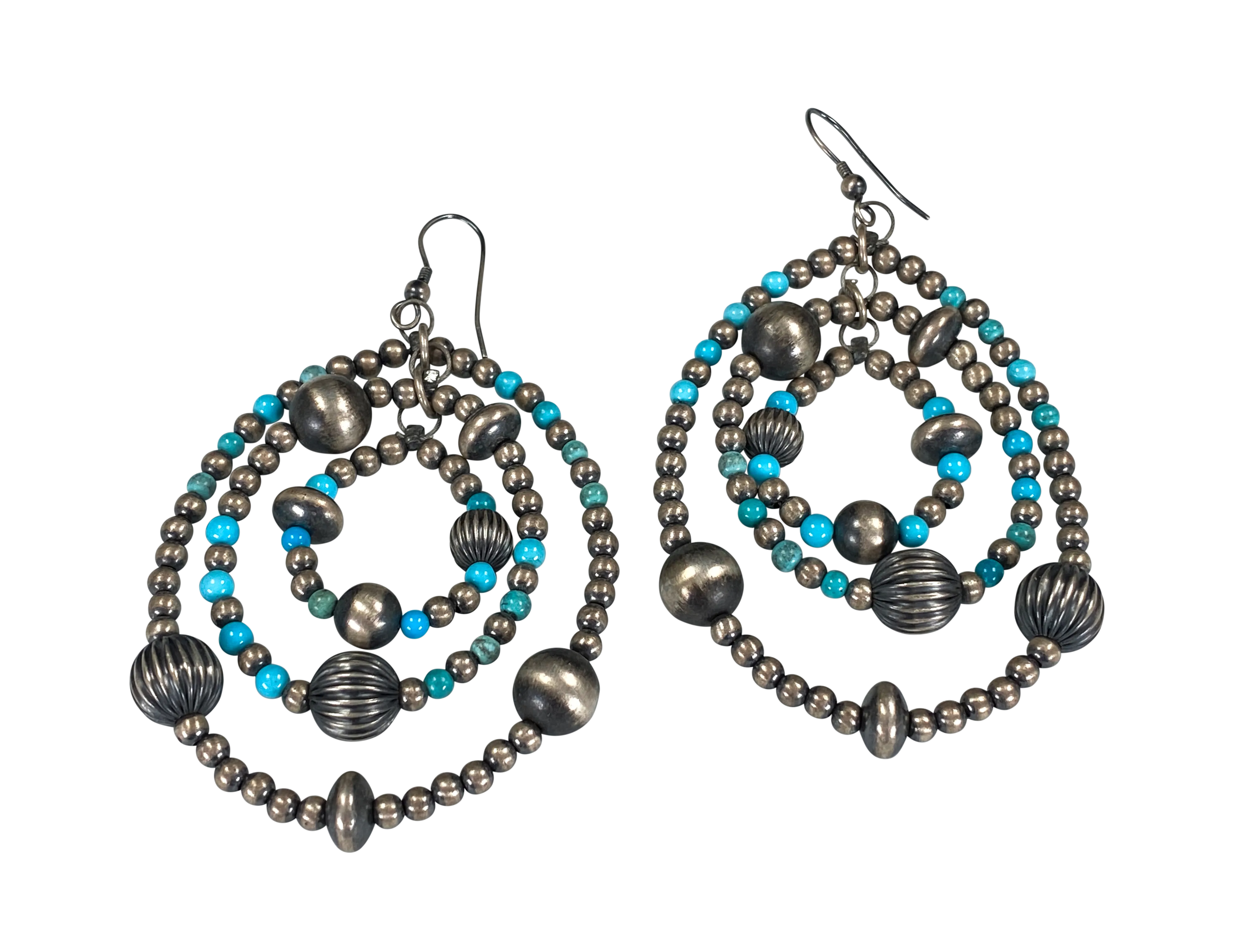 Navajo Pearl & Sleeping Beauty Turquoise Earrings | Artisan Handmade
