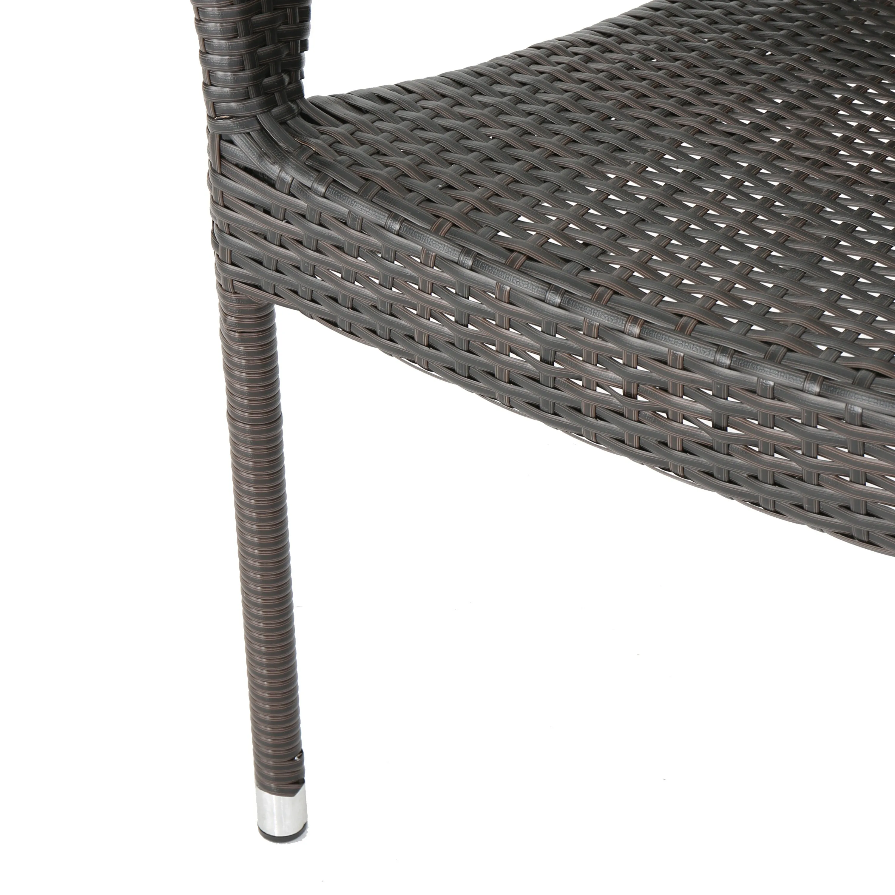 Northside Outdoor Farmhouse Wood and Wicker 5 Piece Square Dining Set, Teak and Multi Brown