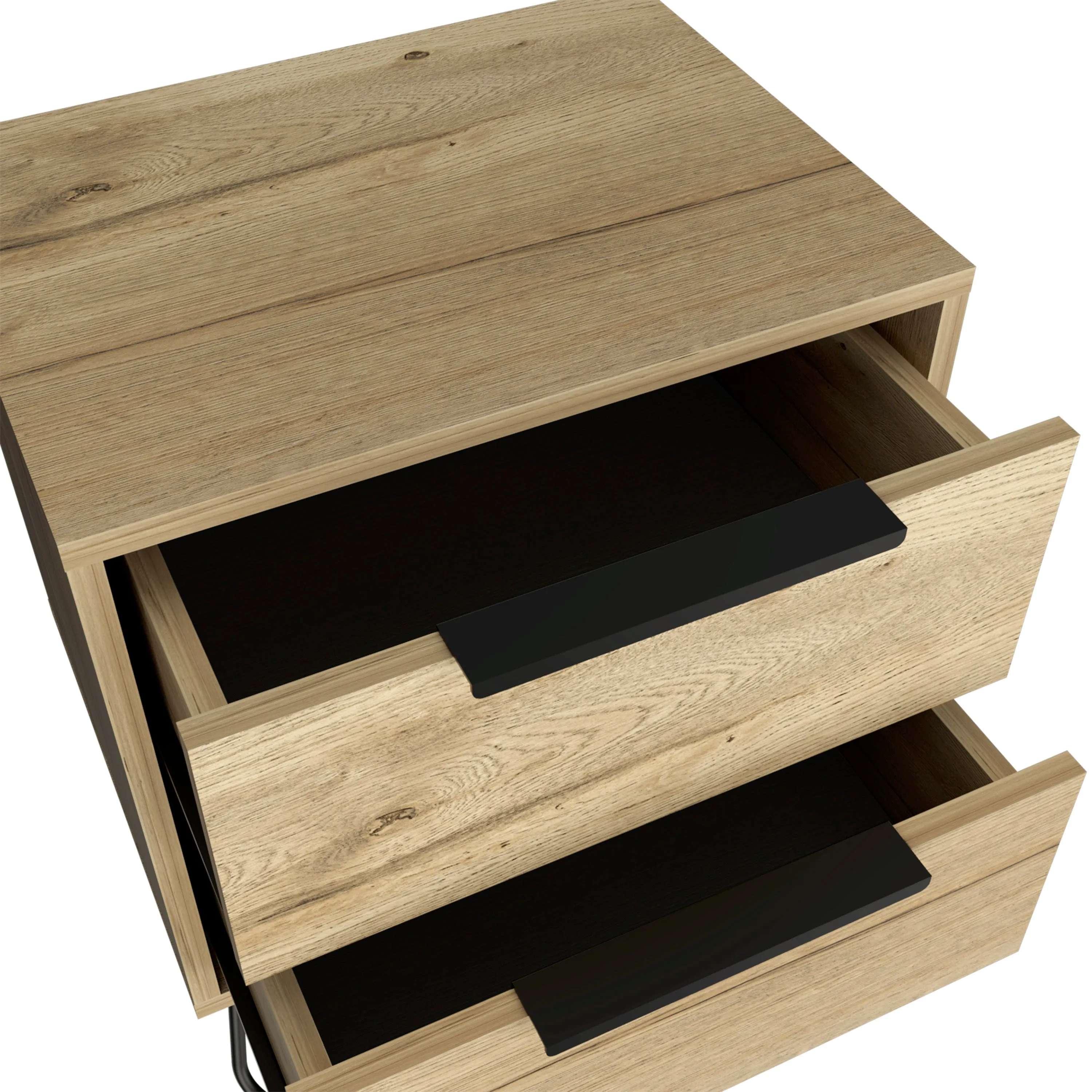 Nuvo 2 Nightstand,Two Drawers, Hairpin Legs