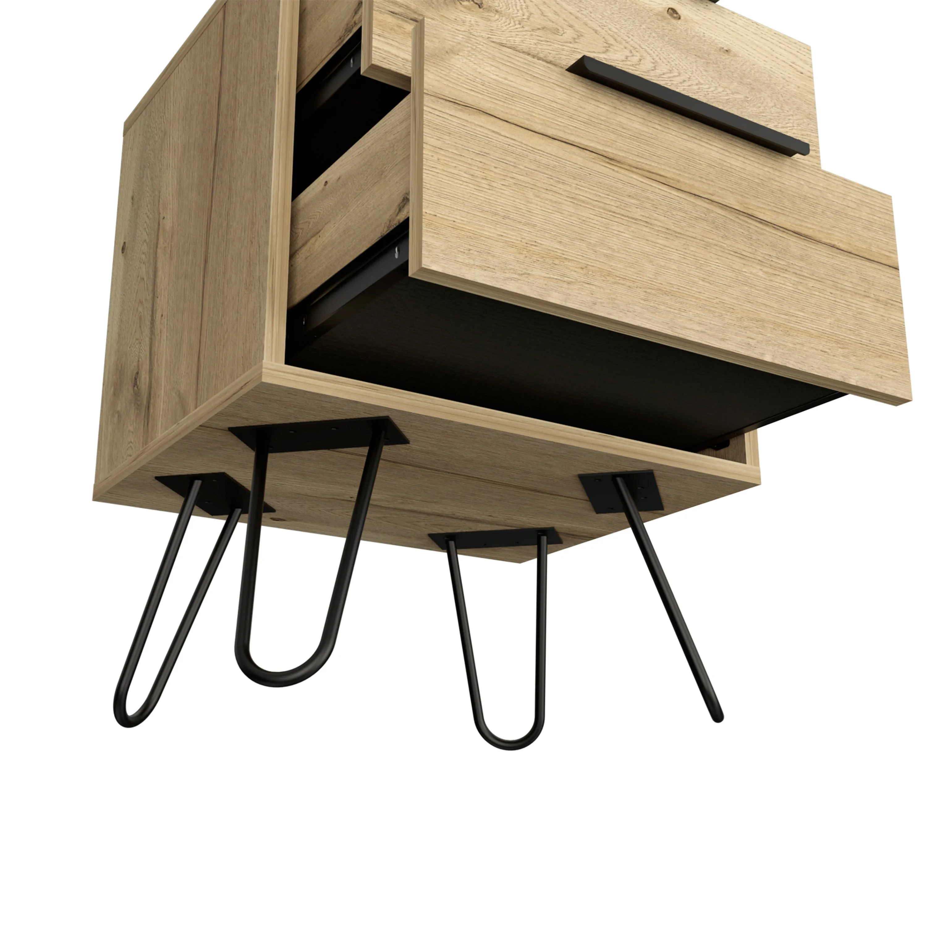 Nuvo 2 Nightstand,Two Drawers, Hairpin Legs