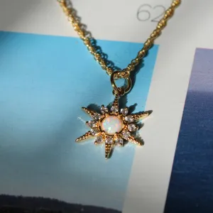 Opal Crystal Starburst Pendant