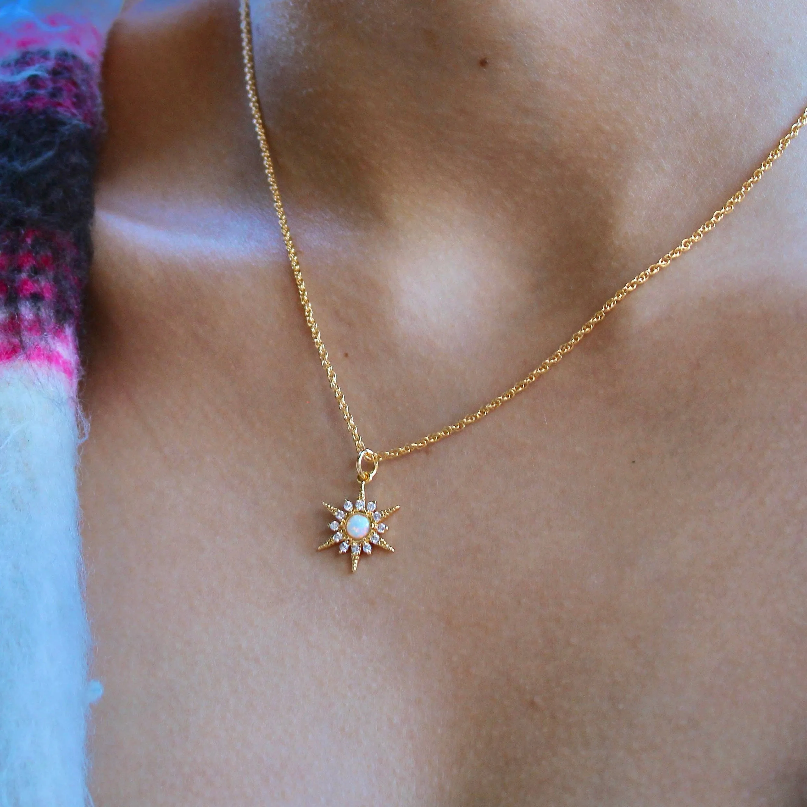 Opal Crystal Starburst Pendant