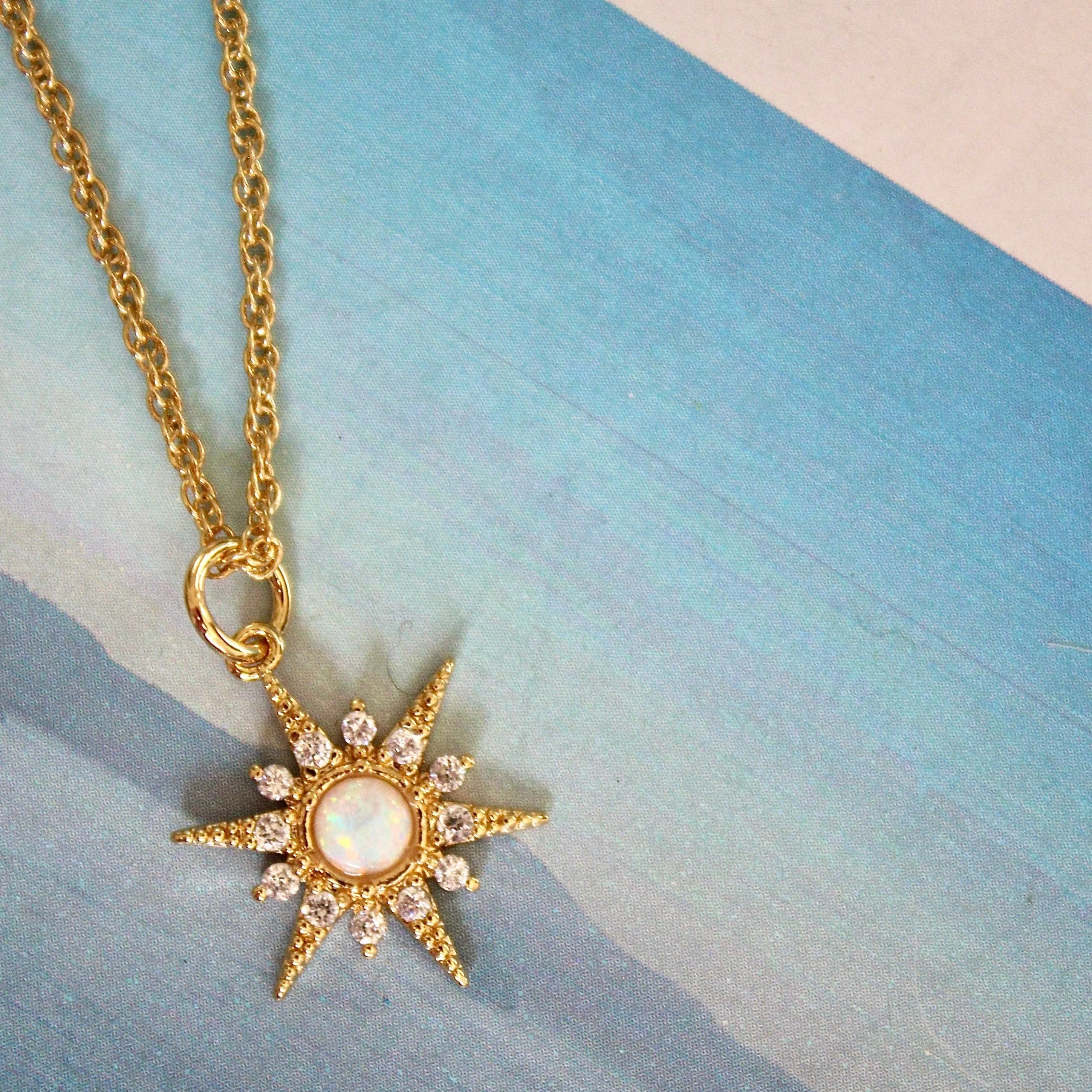 Opal Crystal Starburst Pendant