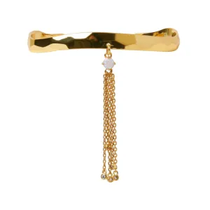 Ophelia Opal & Chain Tassel Gold Cuff Bracelet