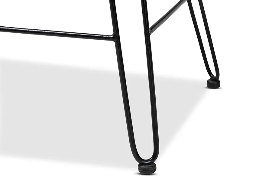 Paisley Natural Brown Rattan Black Metal Counter Stool