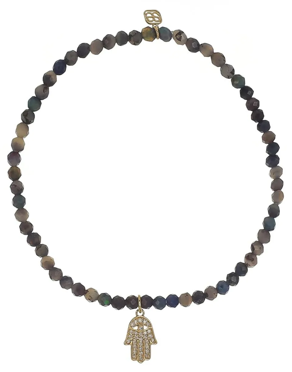 Pave Hamsa Ethiopian Opal Bracelet