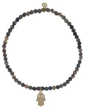 Pave Hamsa Ethiopian Opal Bracelet