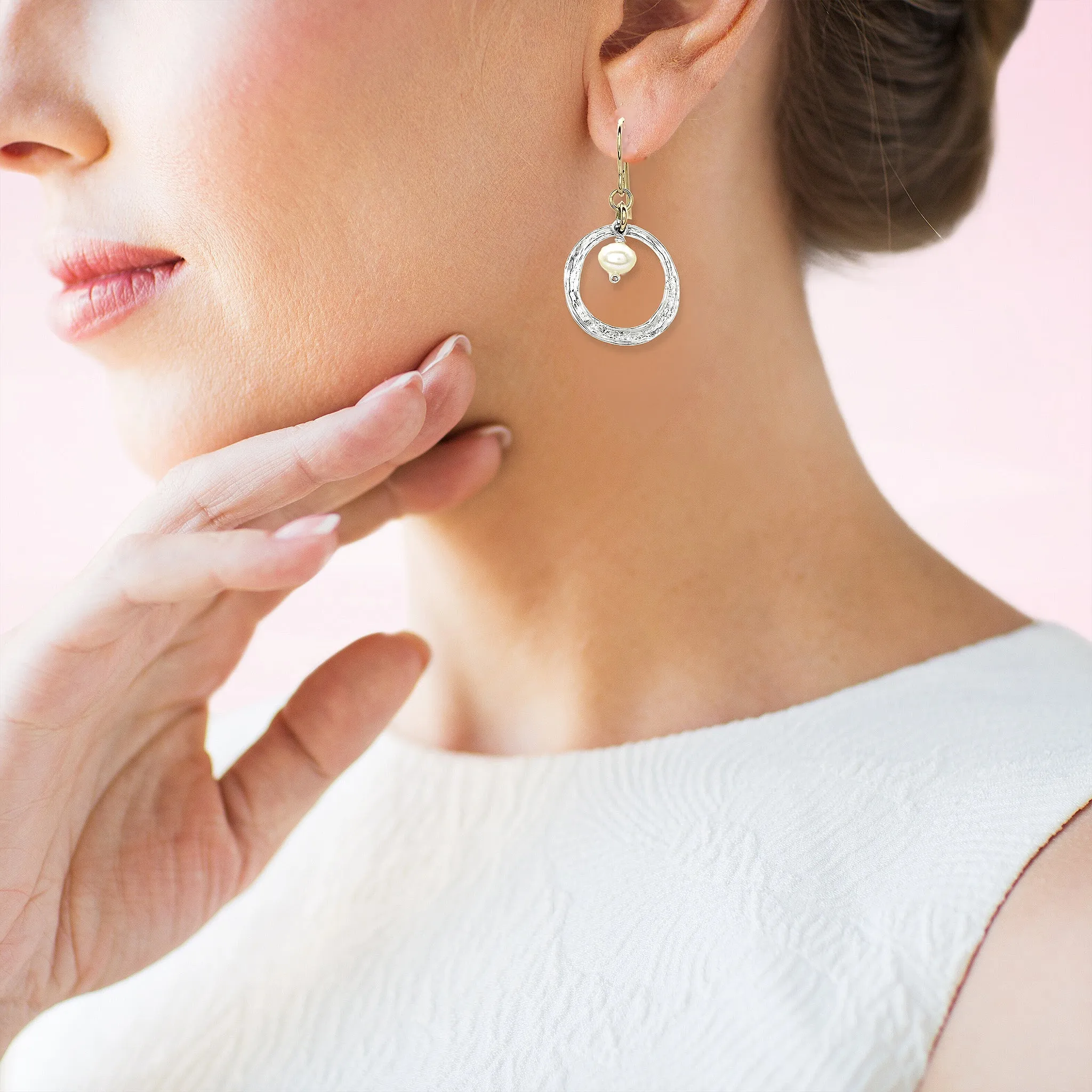 Pearl Circle Earrings