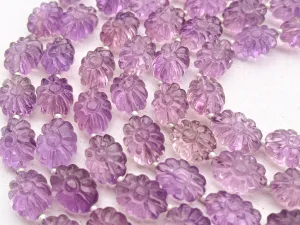 Pink Amethyst Flower Carved Beads