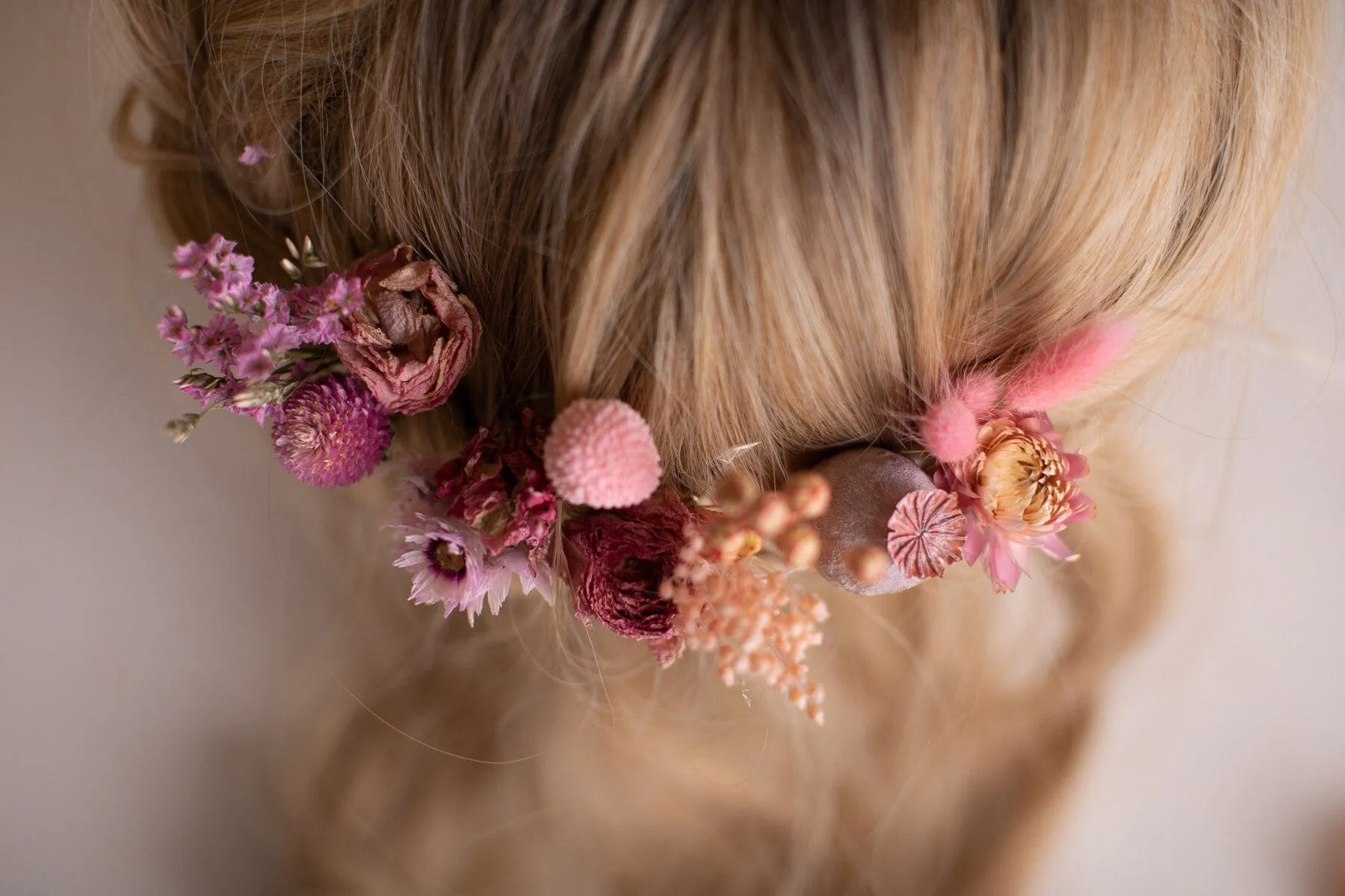 Pink Bill Ball & Larkspur 15piece Hair Pins  Set, Boho Hair Pins, Wedding Hair Pins, Flower Pin Set