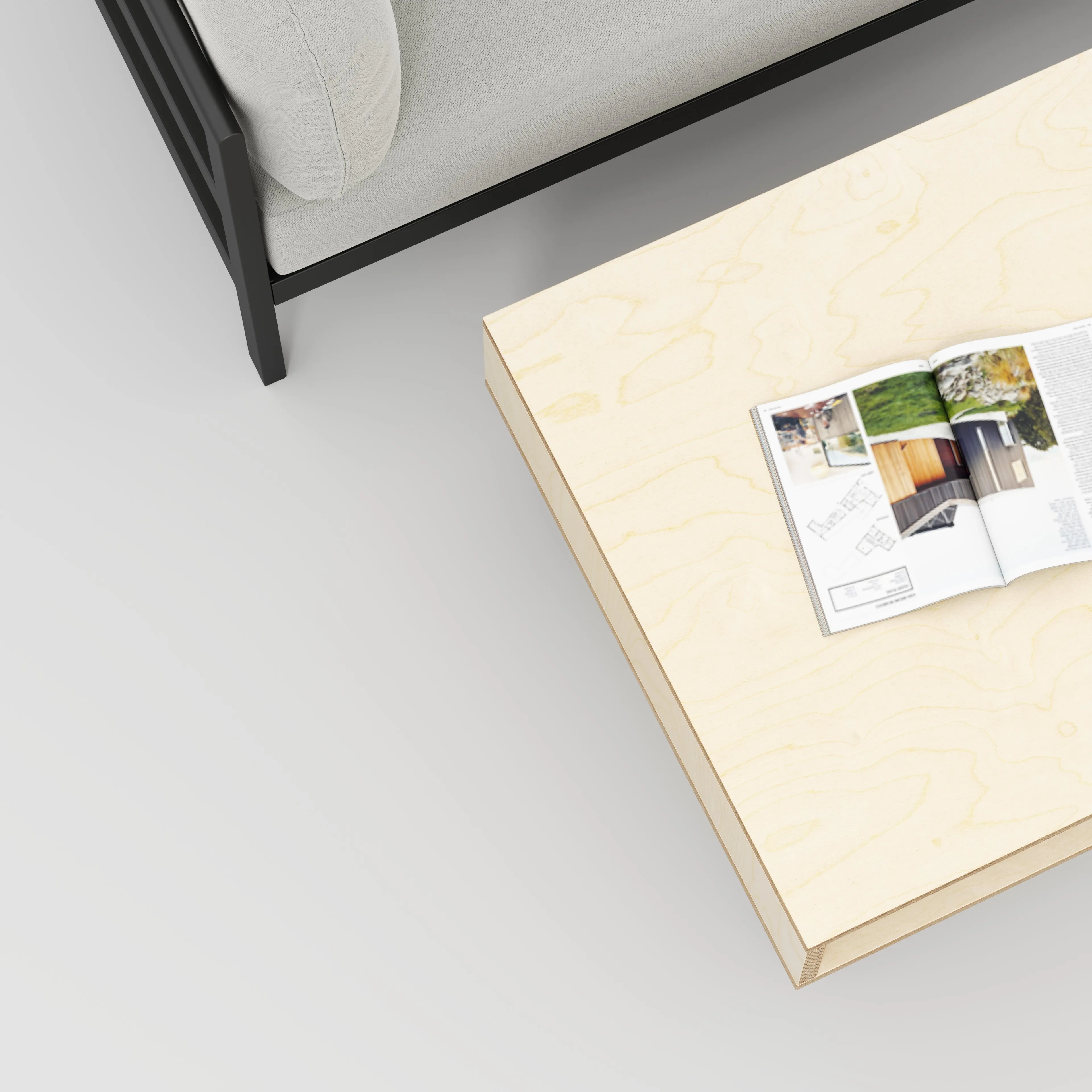 Plywood Coffee Table with Box Storage and Black Hairpin Legs - Plywood Birch - 800(w) x 800(d) x 400(h)