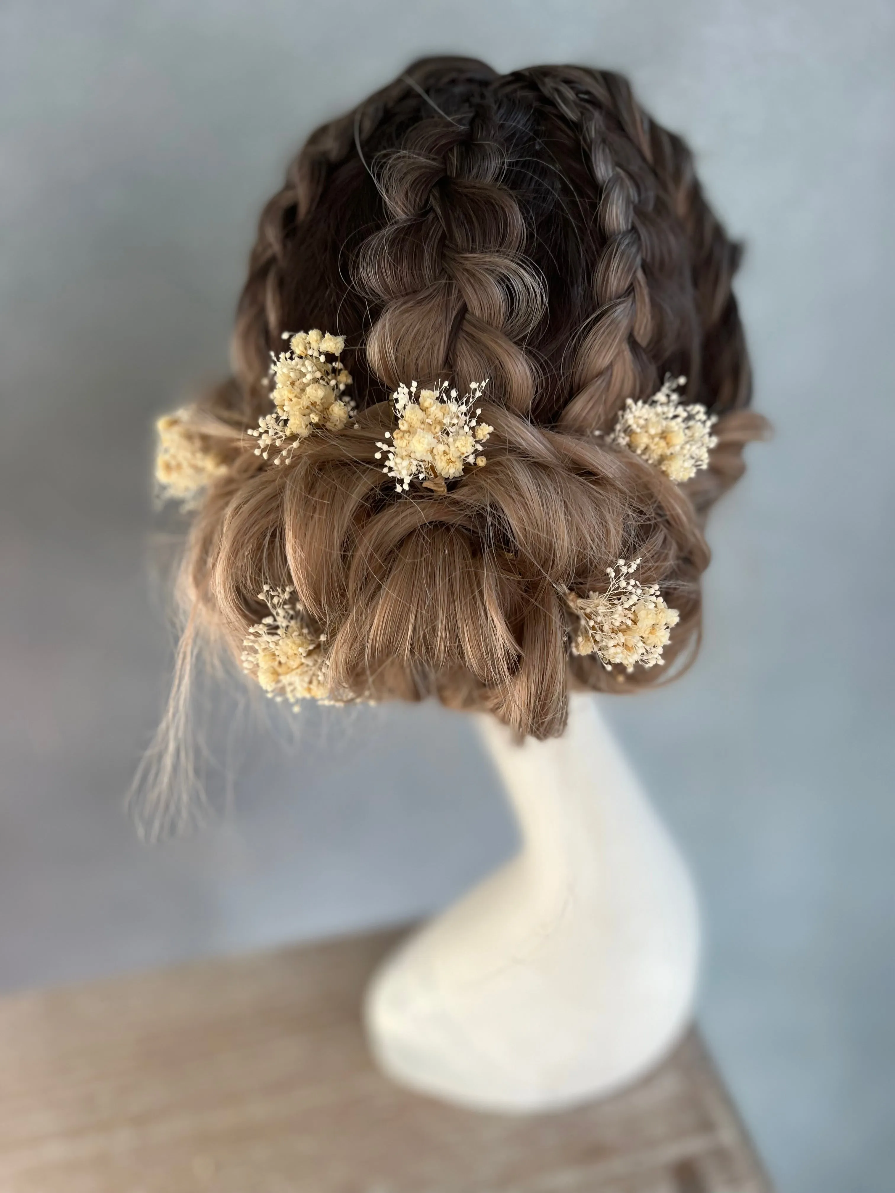 Preserved baby's breath flower hairpins