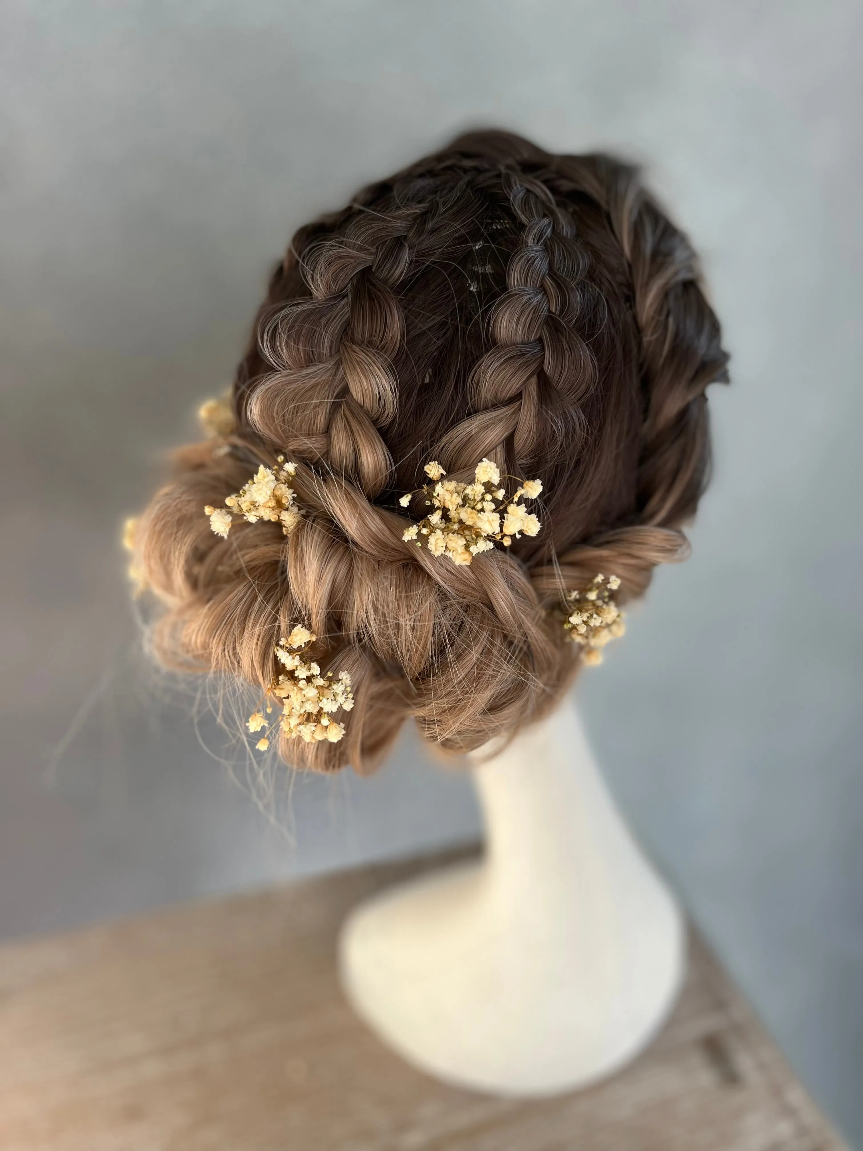 Preserved baby's breath flower hairpins