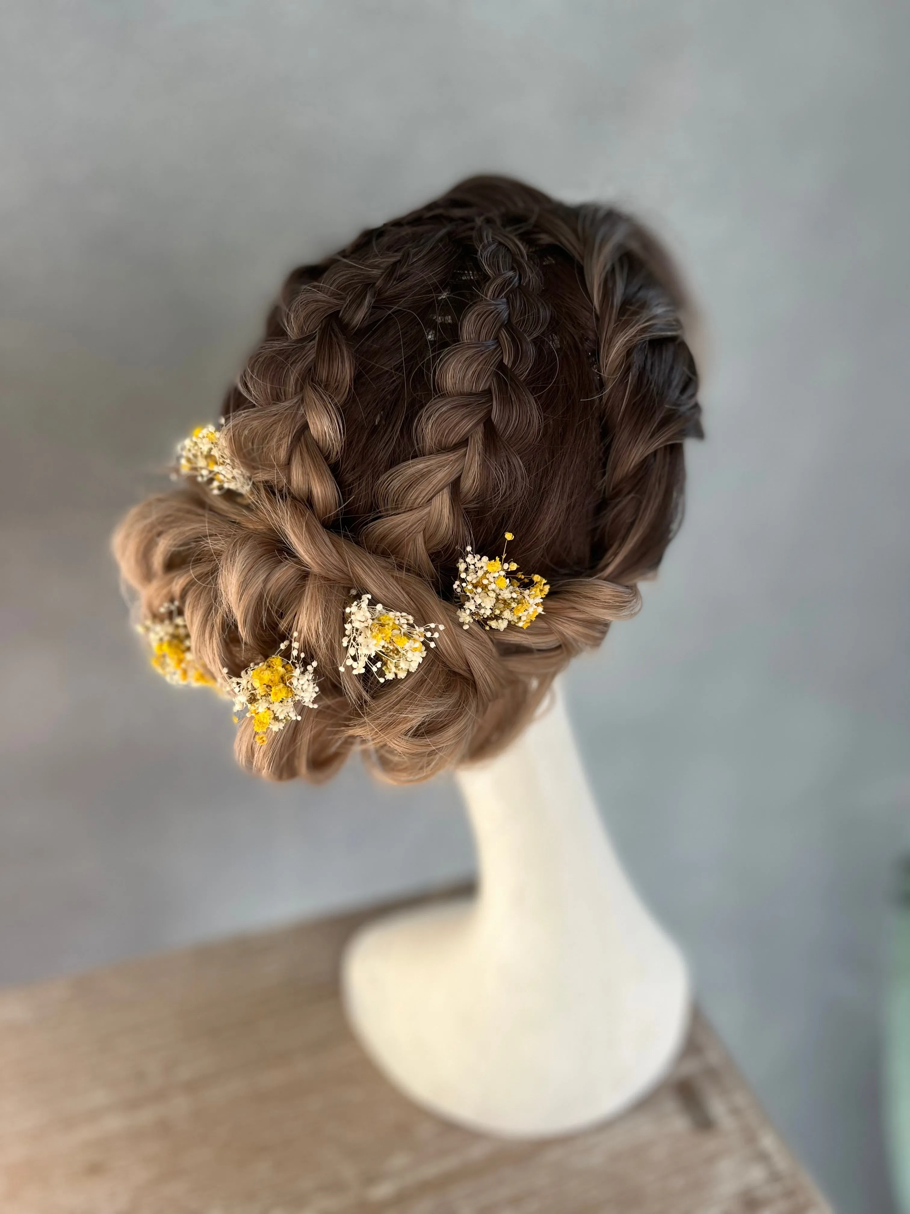 Preserved baby's breath flower hairpins