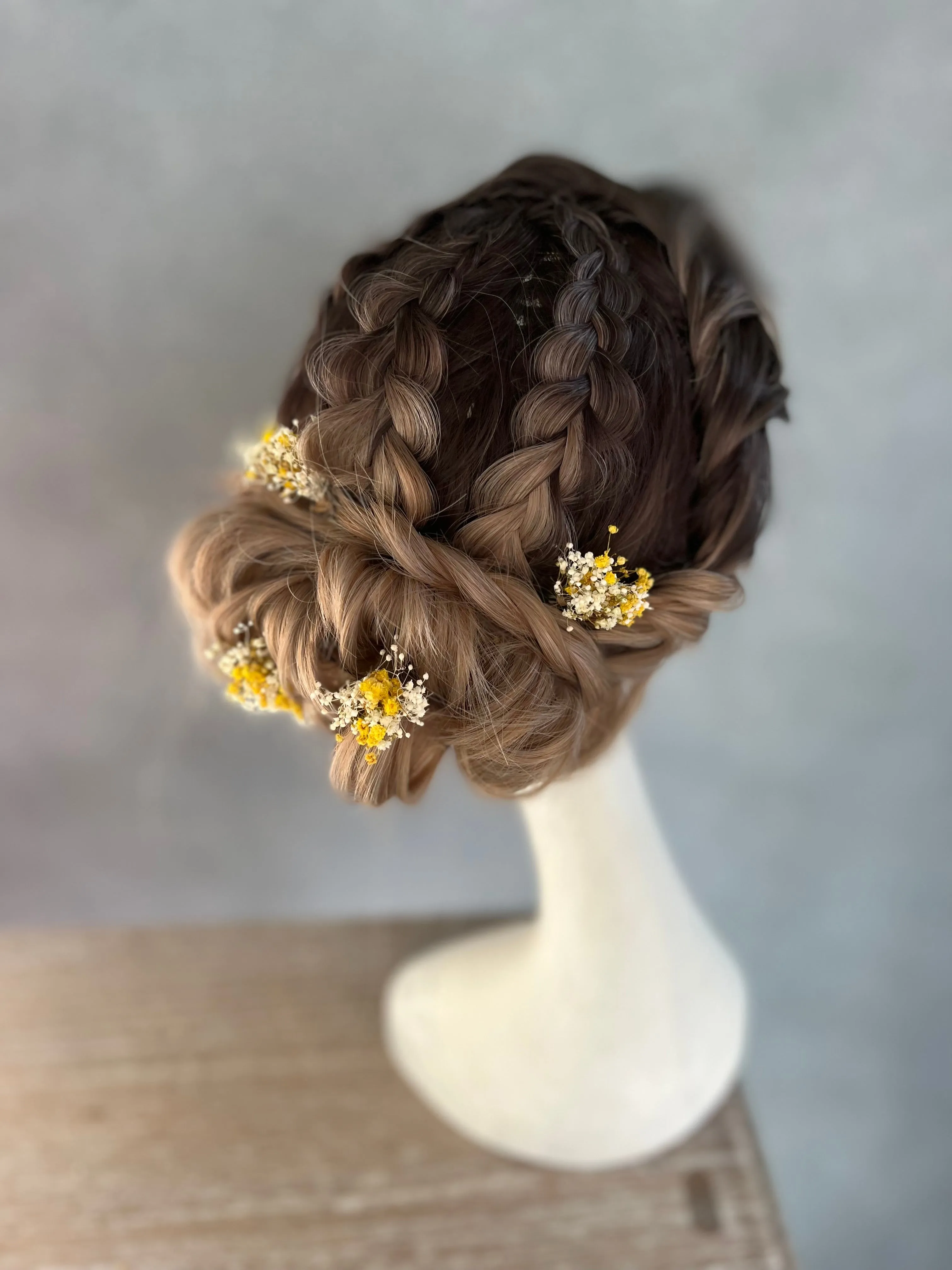 Preserved baby's breath flower hairpins