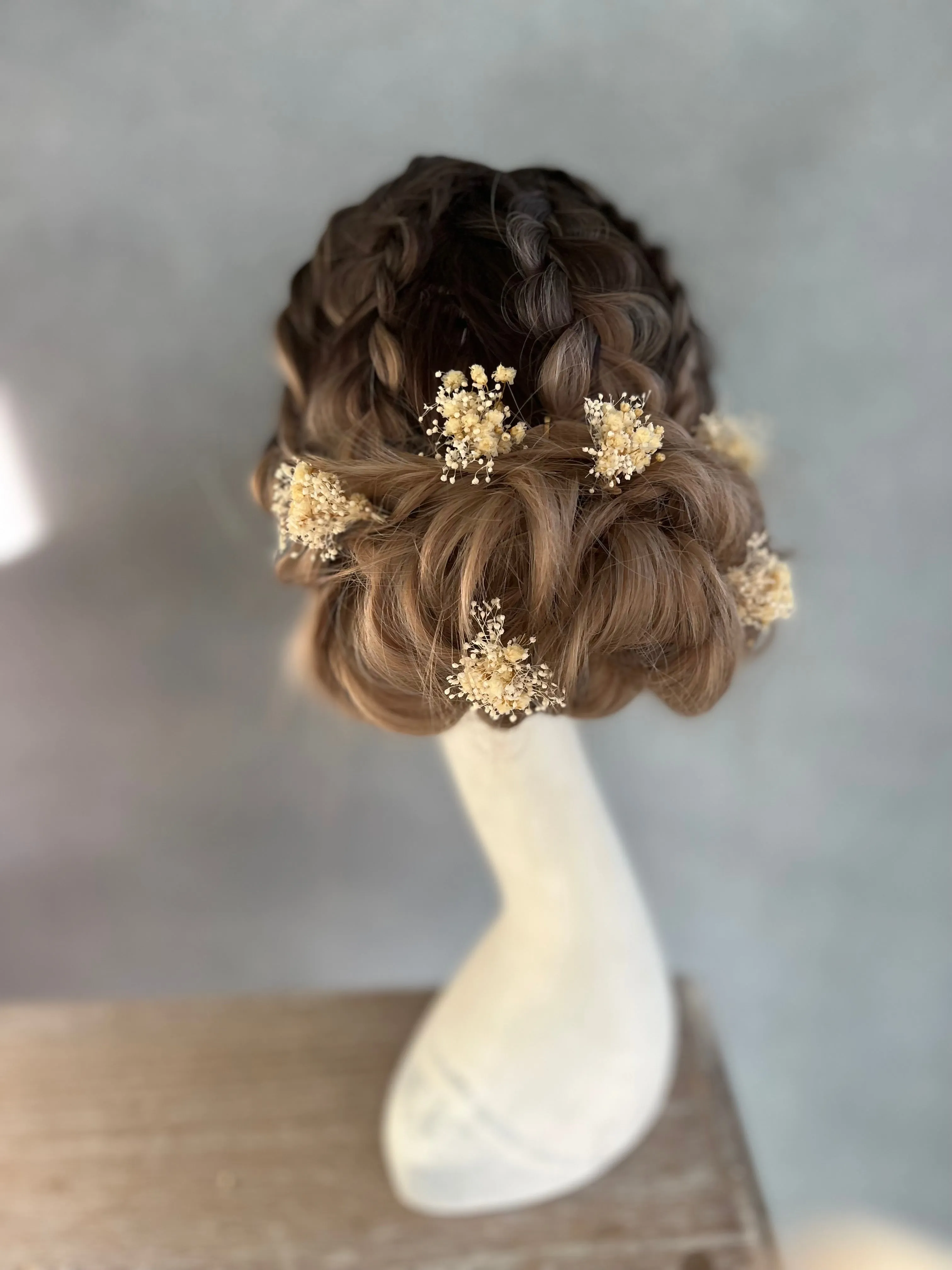 Preserved baby's breath flower hairpins