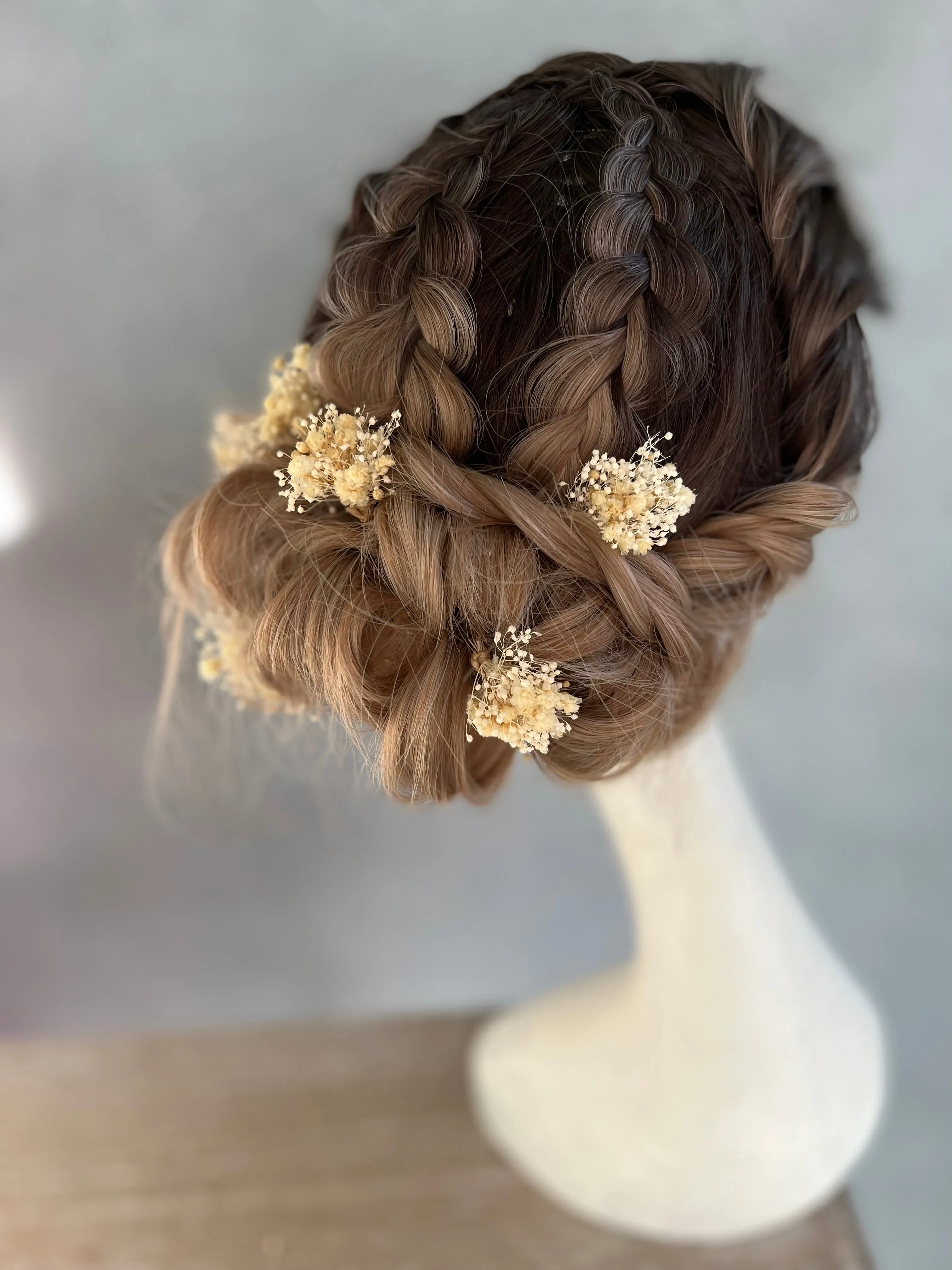Preserved baby's breath flower hairpins