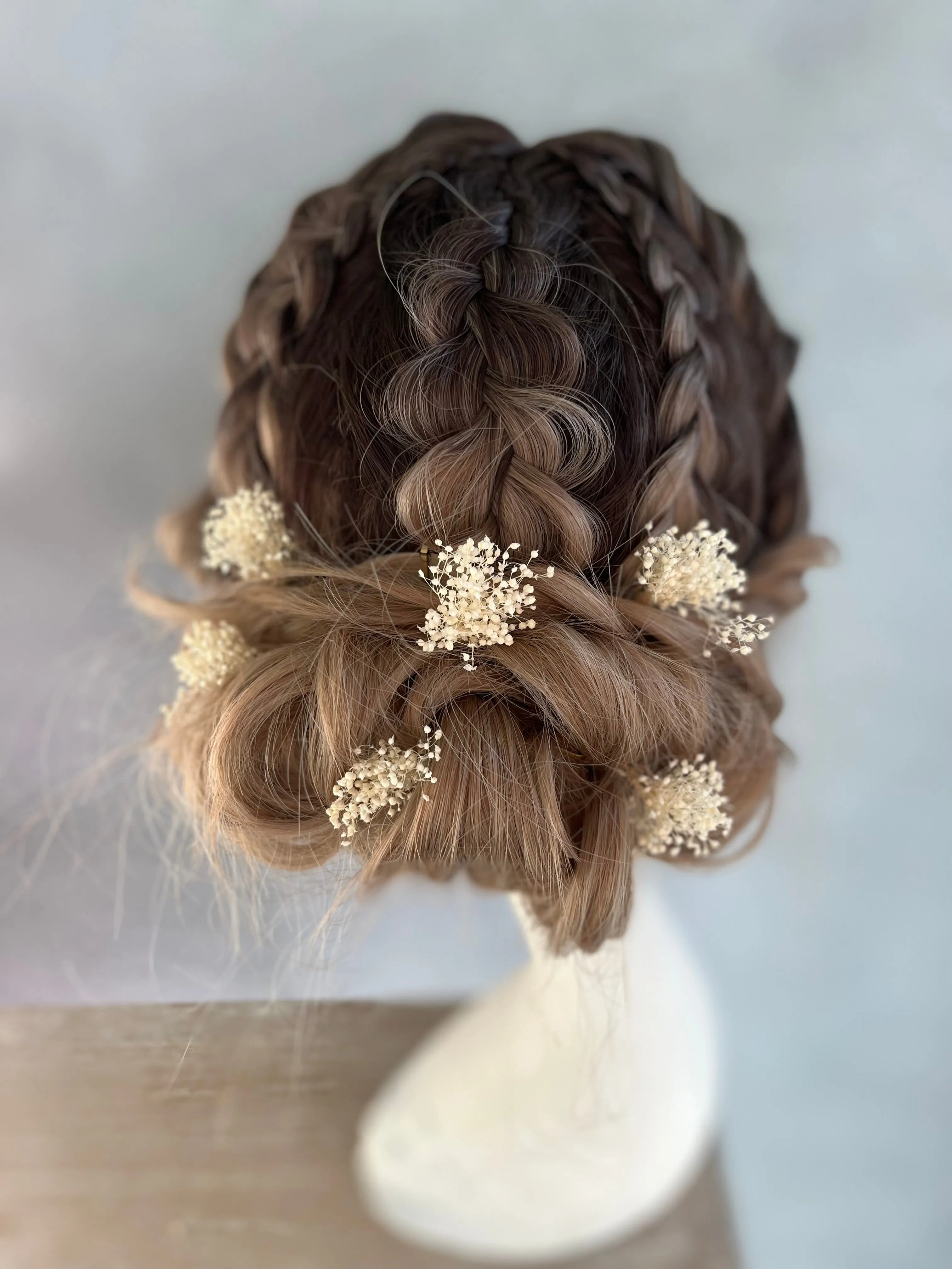 Preserved baby's breath flower hairpins