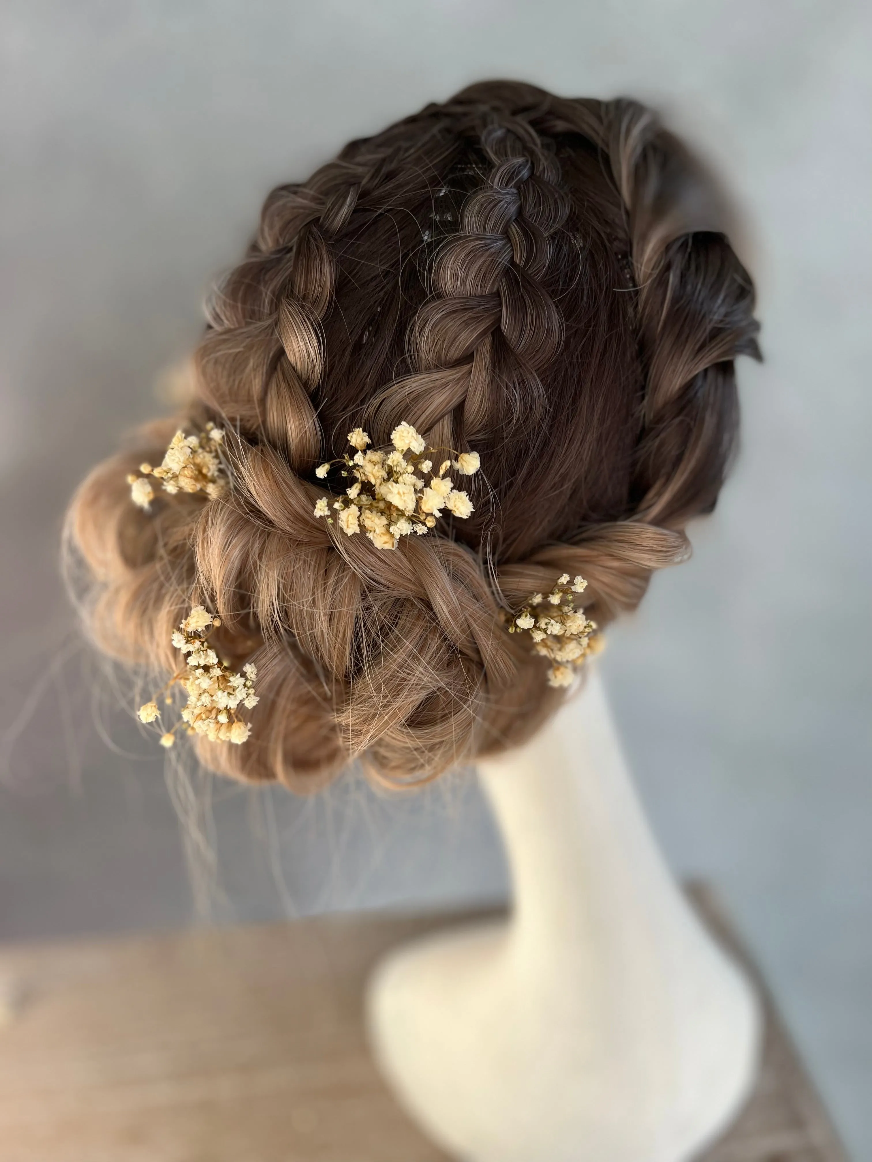Preserved baby's breath flower hairpins