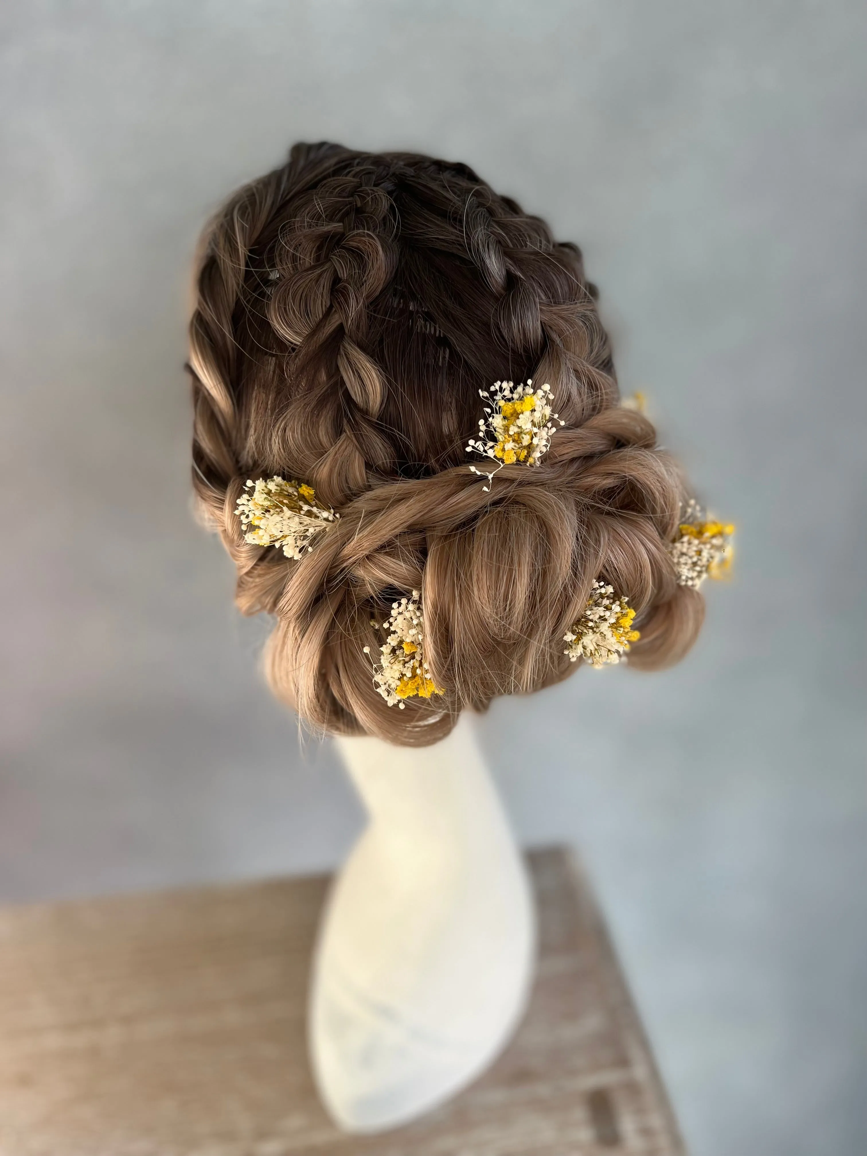 Preserved baby's breath flower hairpins
