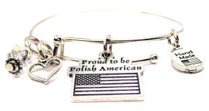 Proud To Be Polish American Expandable Bangle Bracelet
