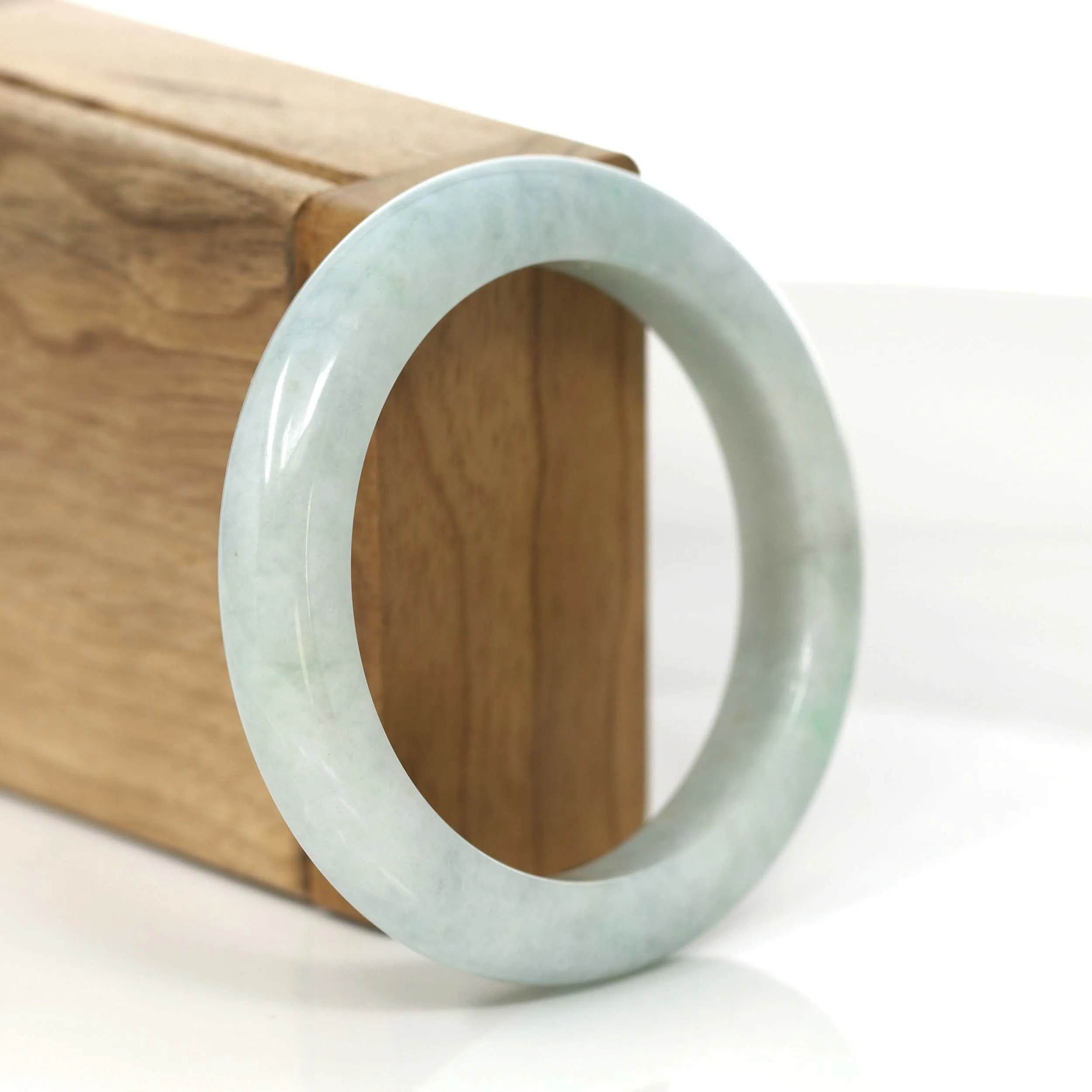 RealJade® Co. "Princess Half Round" Lavender Natural Burmese Jadeite Jade Bangle (54.30 mm) #777