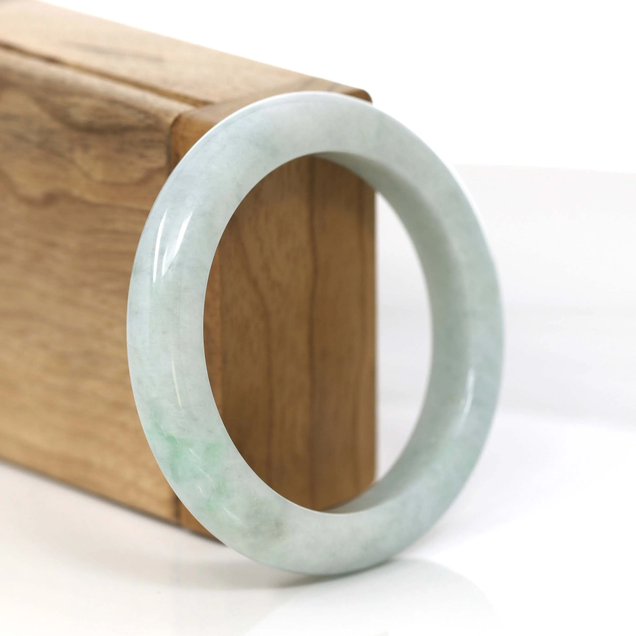 RealJade® Co. "Princess Half Round" Lavender Natural Burmese Jadeite Jade Bangle (54.30 mm) #777