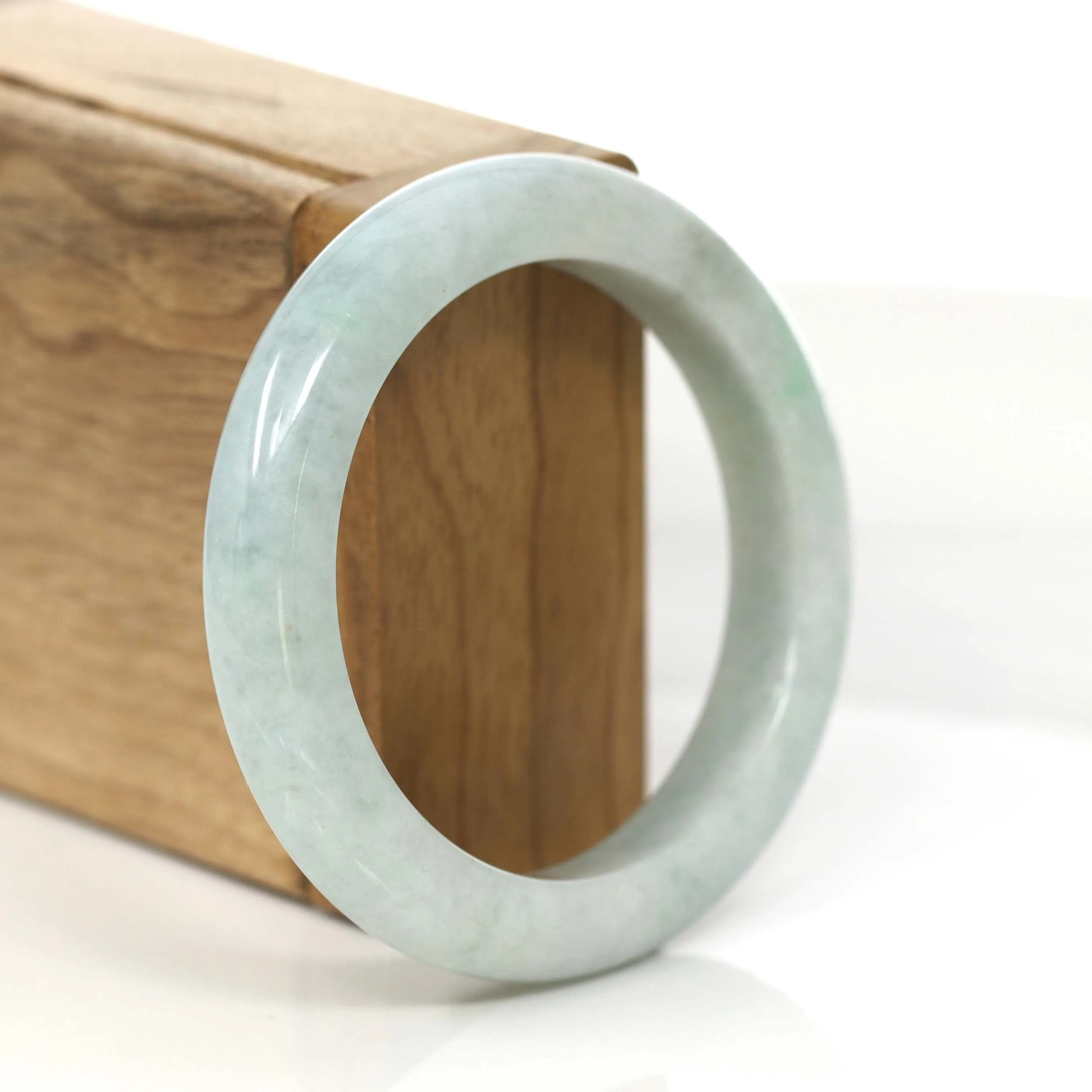 RealJade® Co. "Princess Half Round" Lavender Natural Burmese Jadeite Jade Bangle (54.30 mm) #777