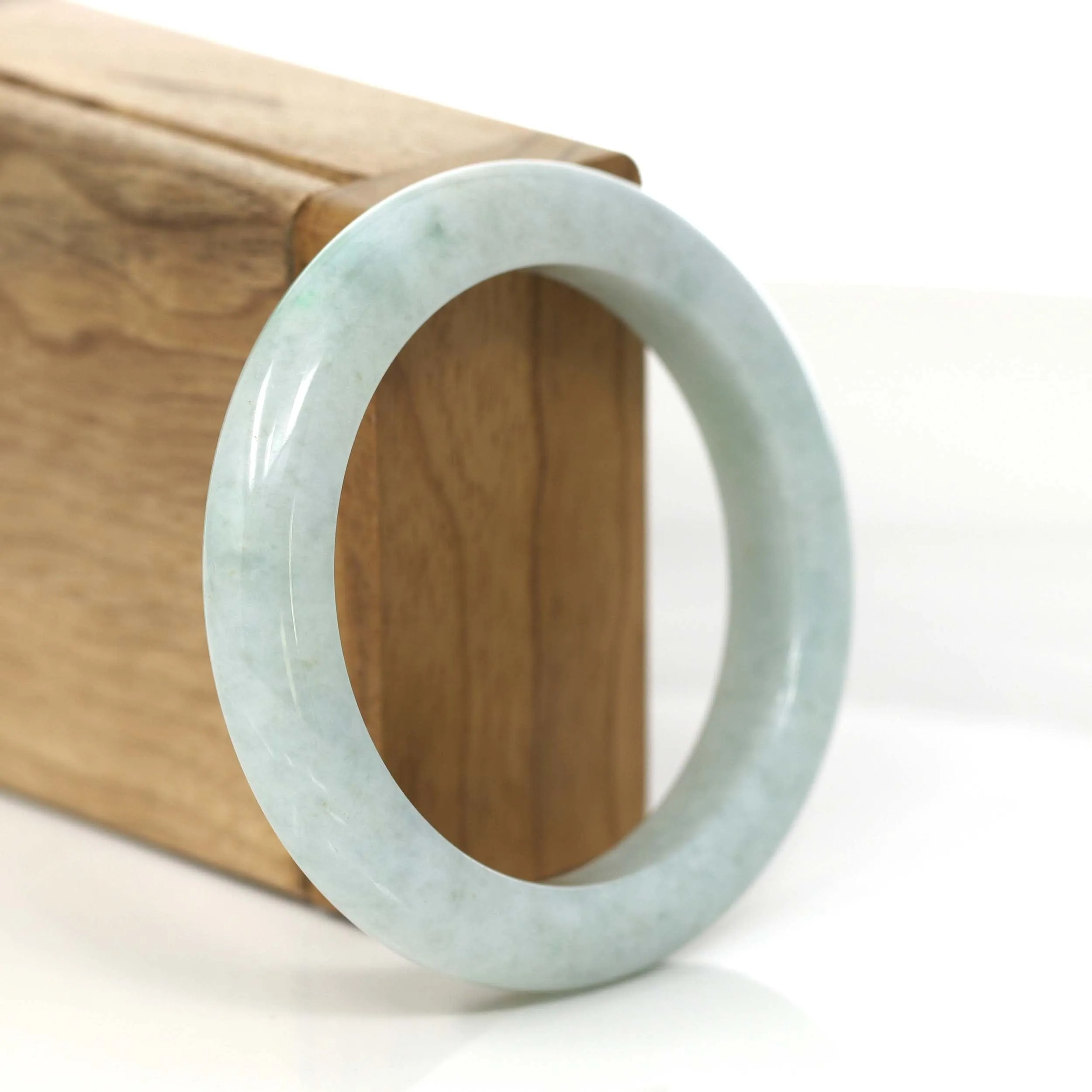 RealJade® Co. "Princess Half Round" Lavender Natural Burmese Jadeite Jade Bangle (54.30 mm) #777