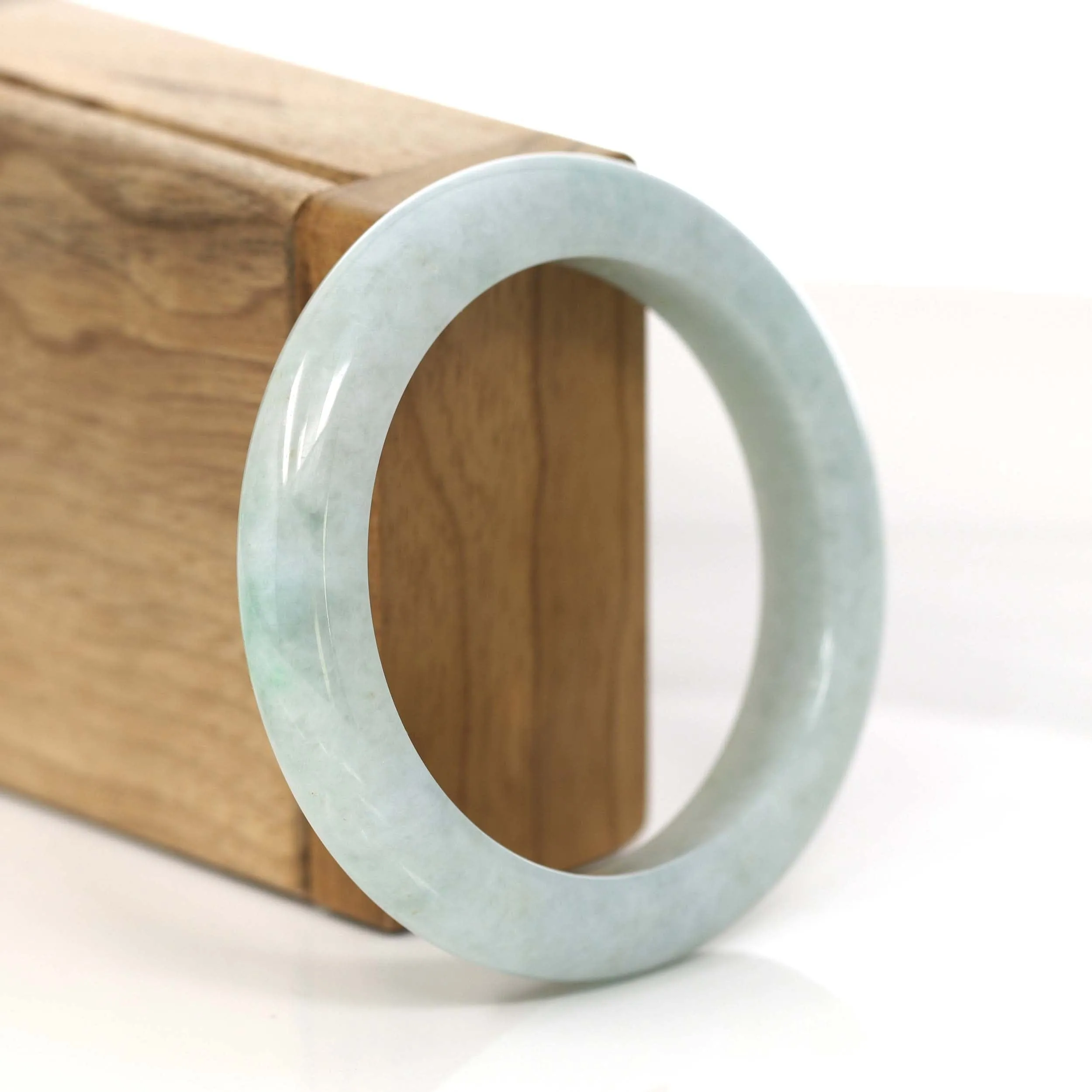 RealJade® Co. "Princess Half Round" Lavender Natural Burmese Jadeite Jade Bangle (54.30 mm) #777
