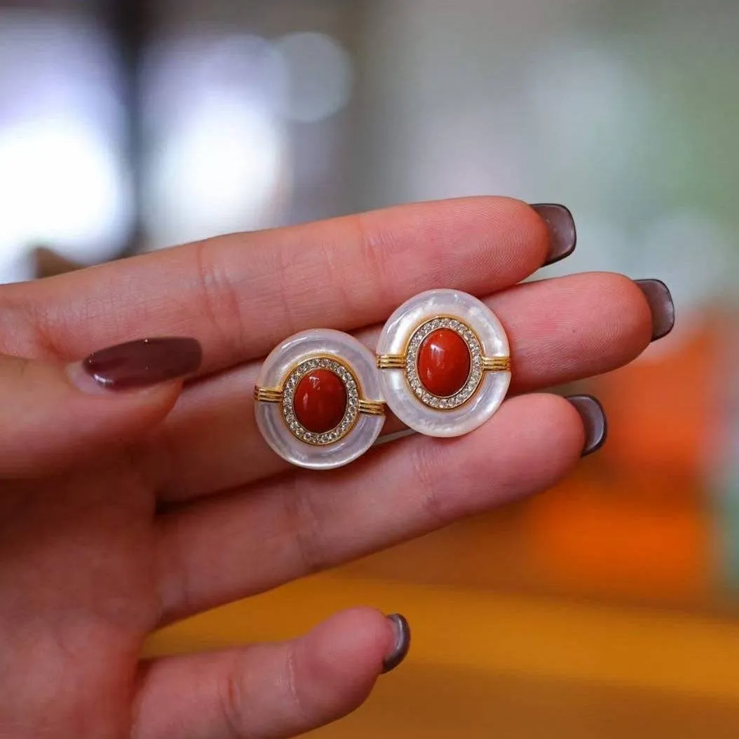 Red Onyx Mother Of Pearls Earrings, Necklace and Ring (Purchase individually)
