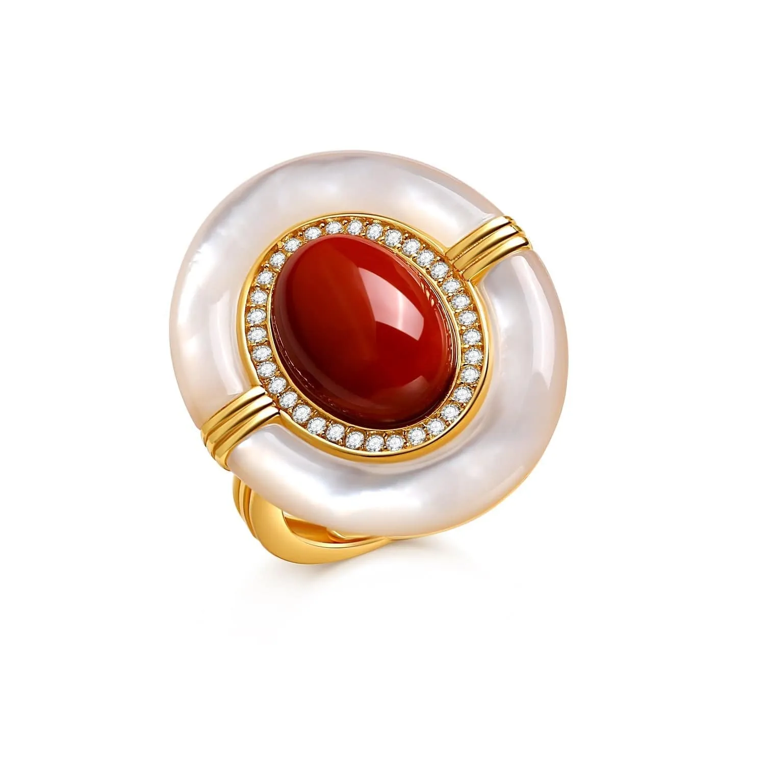 Red Onyx Mother Of Pearls Earrings, Necklace and Ring (Purchase individually)