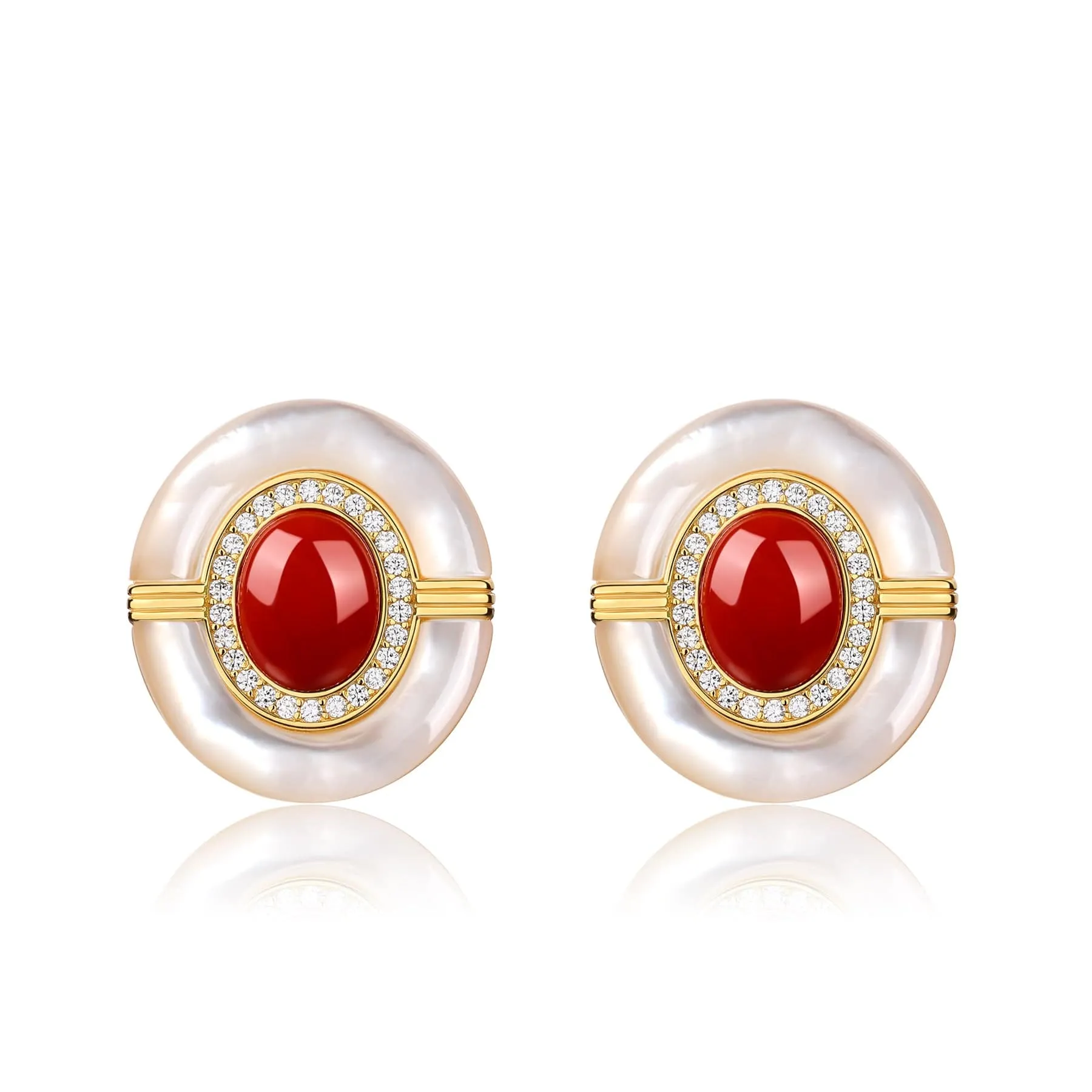 Red Onyx Mother Of Pearls Earrings, Necklace and Ring (Purchase individually)