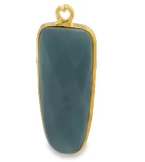 Round Triangle Blue Opal Bezel One Loop, 925 Silver Silver Or Gold Plate Over Silver, 9mmx23mm, 1Pcs.