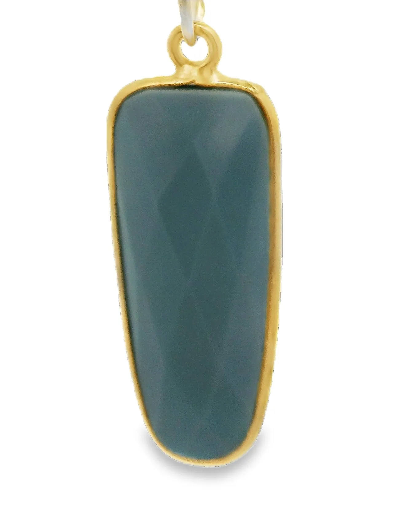 Round Triangle Blue Opal Bezel One Loop, 925 Silver Silver Or Gold Plate Over Silver, 9mmx23mm, 1Pcs.