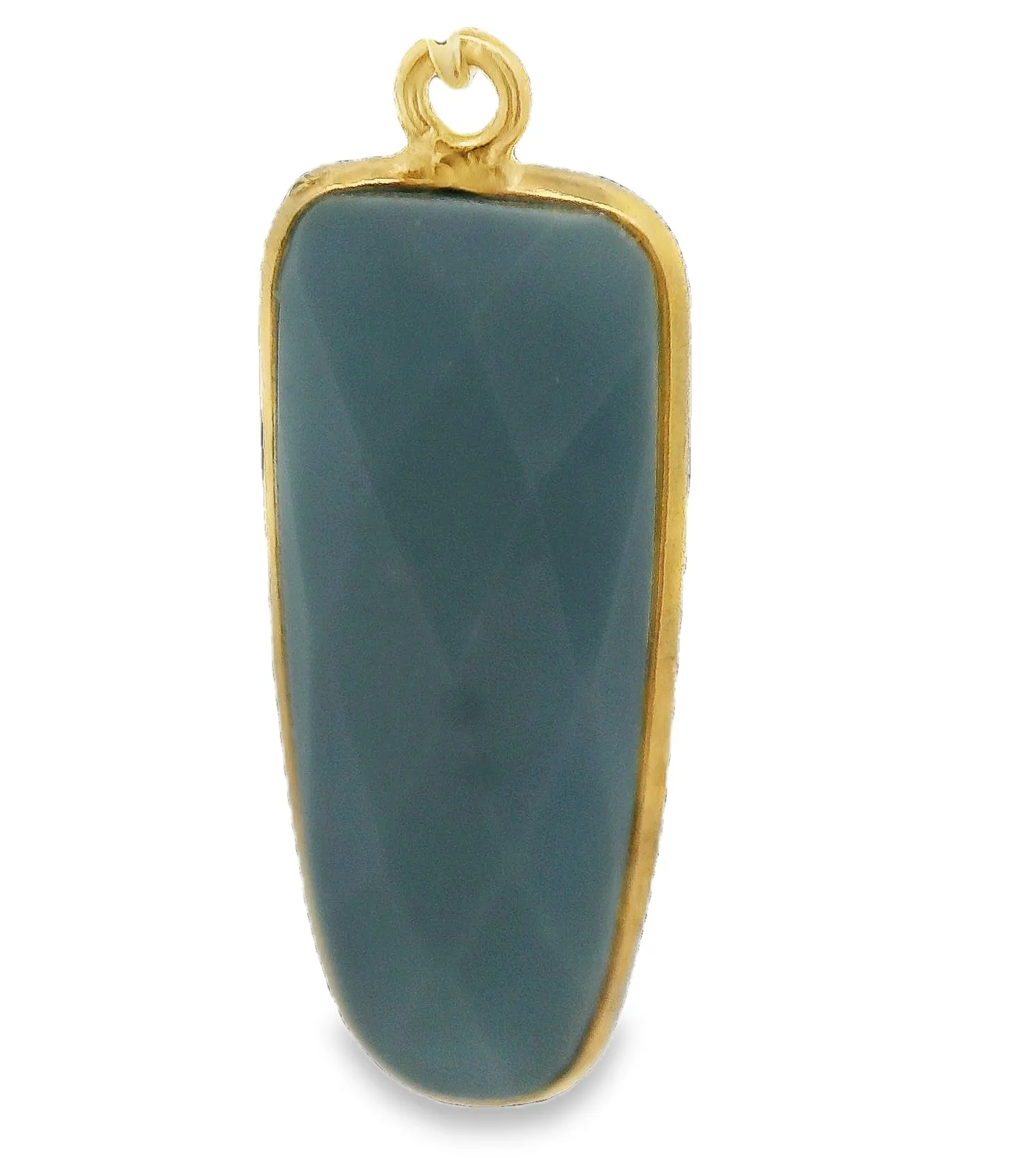 Round Triangle Blue Opal Bezel One Loop, 925 Silver Silver Or Gold Plate Over Silver, 9mmx23mm, 1Pcs.