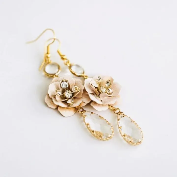 S166. sakura rose gold bridal hair comb/hair vine/ hairpins/ earrings for wedding