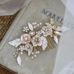 S166. sakura rose gold bridal hair comb/hair vine/ hairpins/ earrings for wedding
