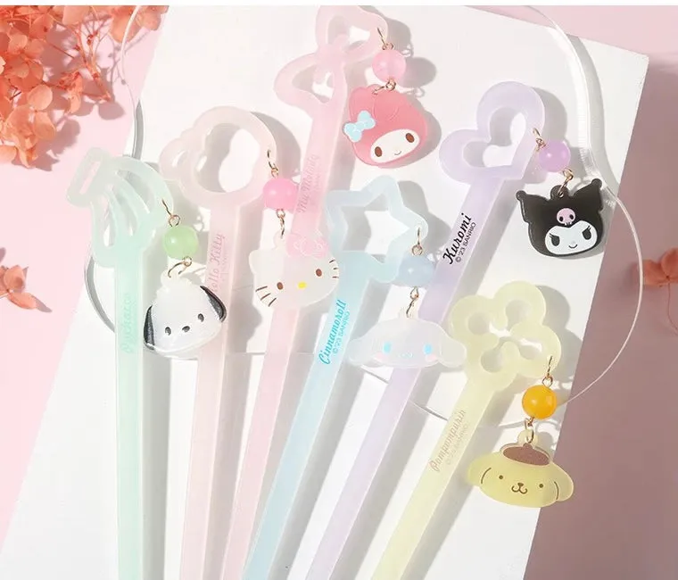 Sanrio Hello Kitty My Melody Kuromi Cinnamoroll Pompompurin Pochacoo Candy Colour Hairpin Step Shake