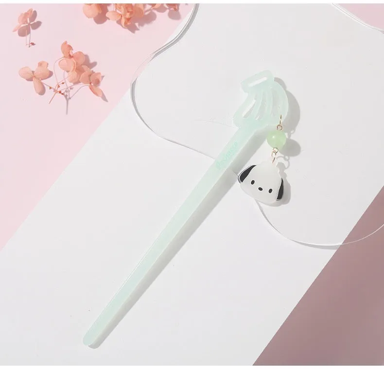 Sanrio Hello Kitty My Melody Kuromi Cinnamoroll Pompompurin Pochacoo Candy Colour Hairpin Step Shake