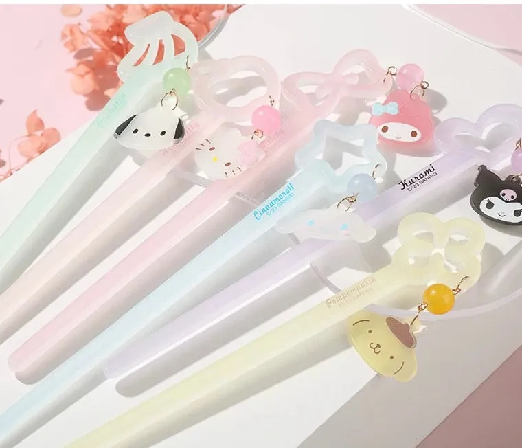 Sanrio Hello Kitty My Melody Kuromi Cinnamoroll Pompompurin Pochacoo Candy Colour Hairpin Step Shake