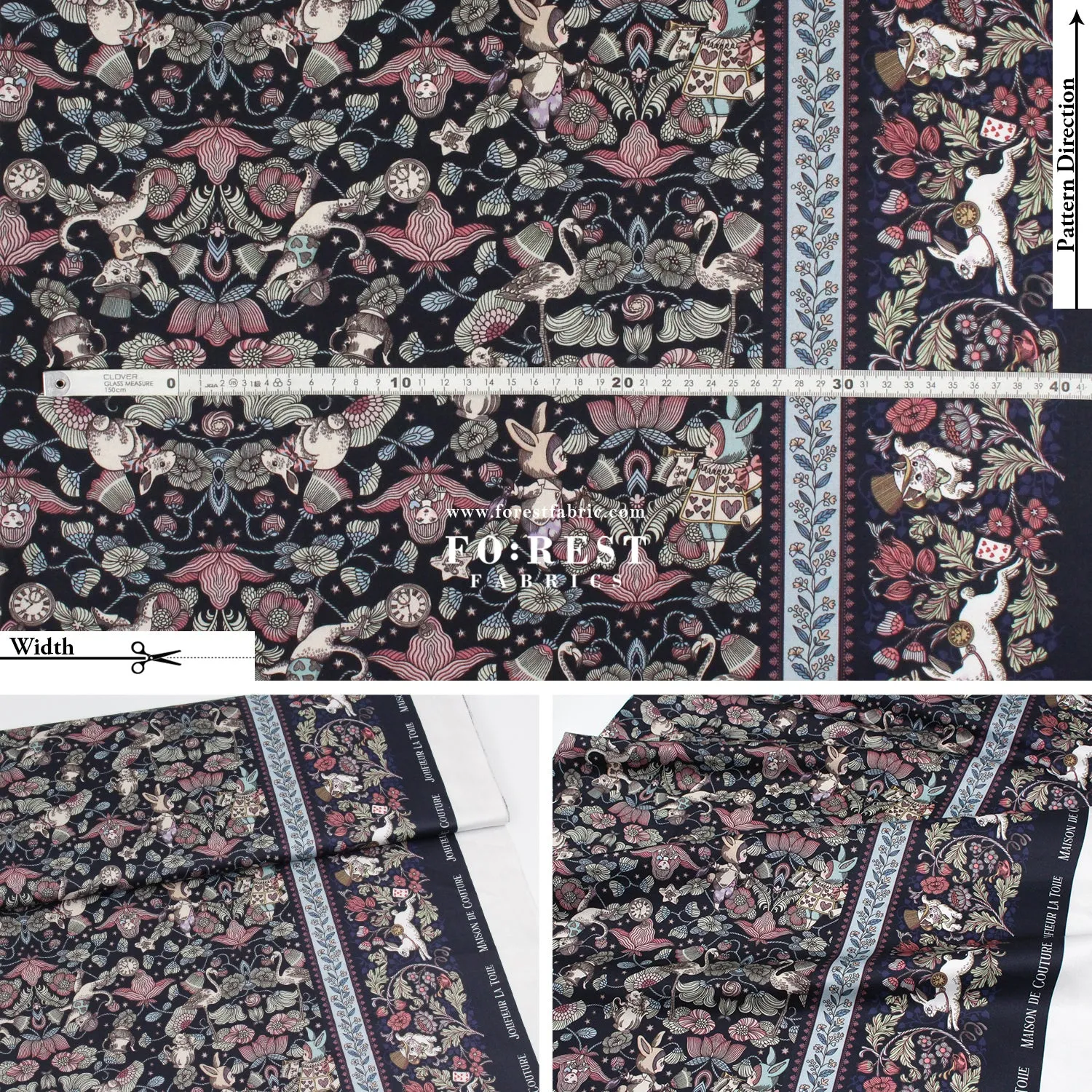 Satin Super Cotton - JoliFleur Poisonberry Thief fabric Navy