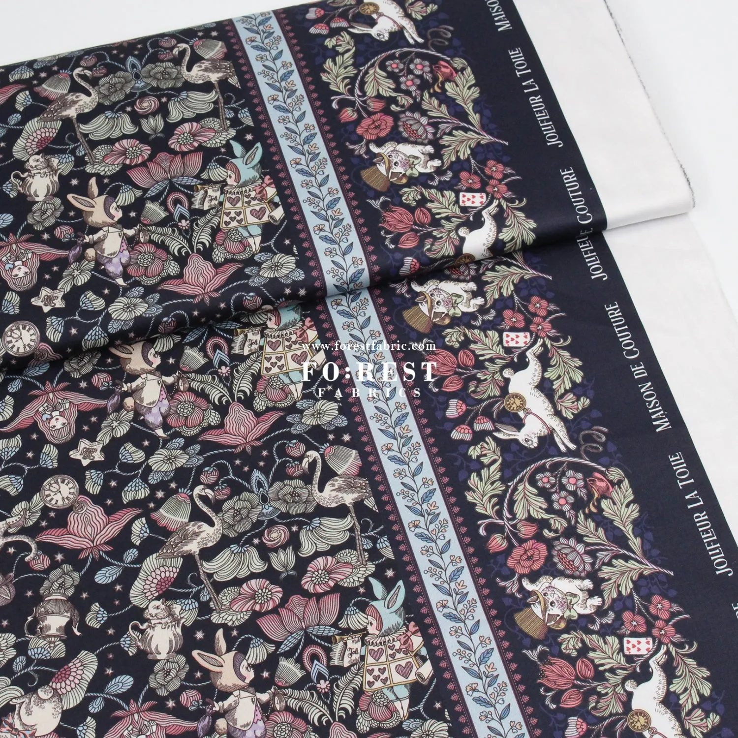 Satin Super Cotton - JoliFleur Poisonberry Thief fabric Navy