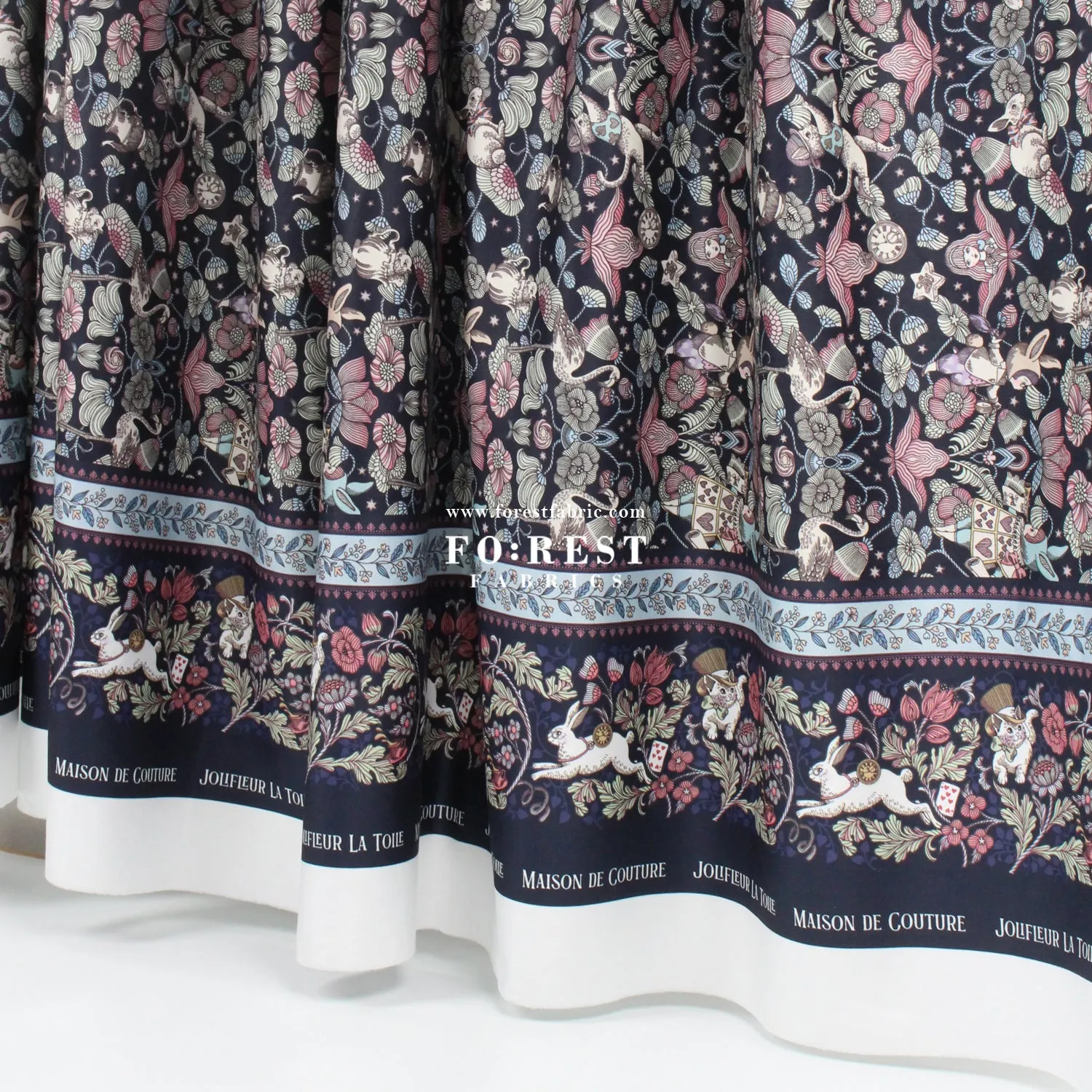 Satin Super Cotton - JoliFleur Poisonberry Thief fabric Navy