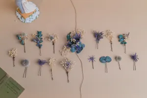 Scottish Thistle & Eucalyptus Hair Pins Set, Boho Hair Pins, Wedding Hair Pins, Flower Pin Set