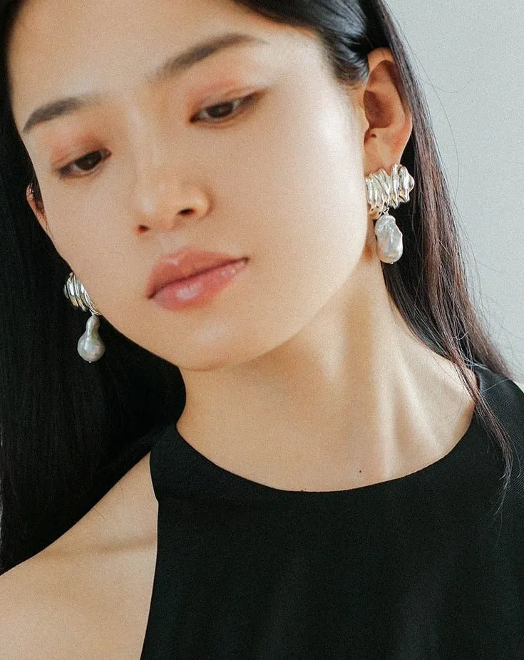 Sculptural Baroque Twisted Pattern Earrings