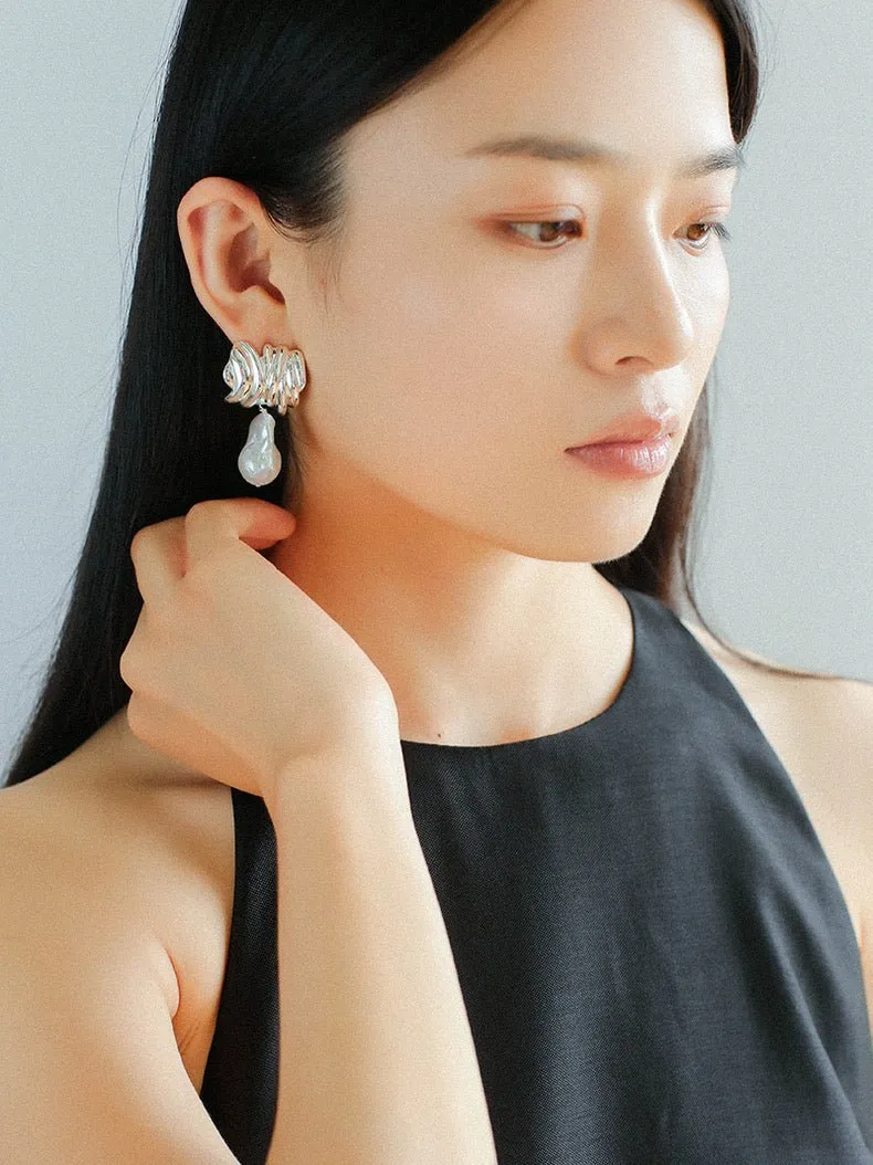 Sculptural Baroque Twisted Pattern Earrings