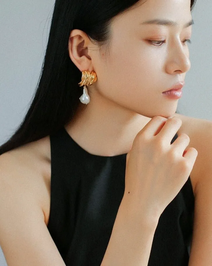 Sculptural Baroque Twisted Pattern Earrings